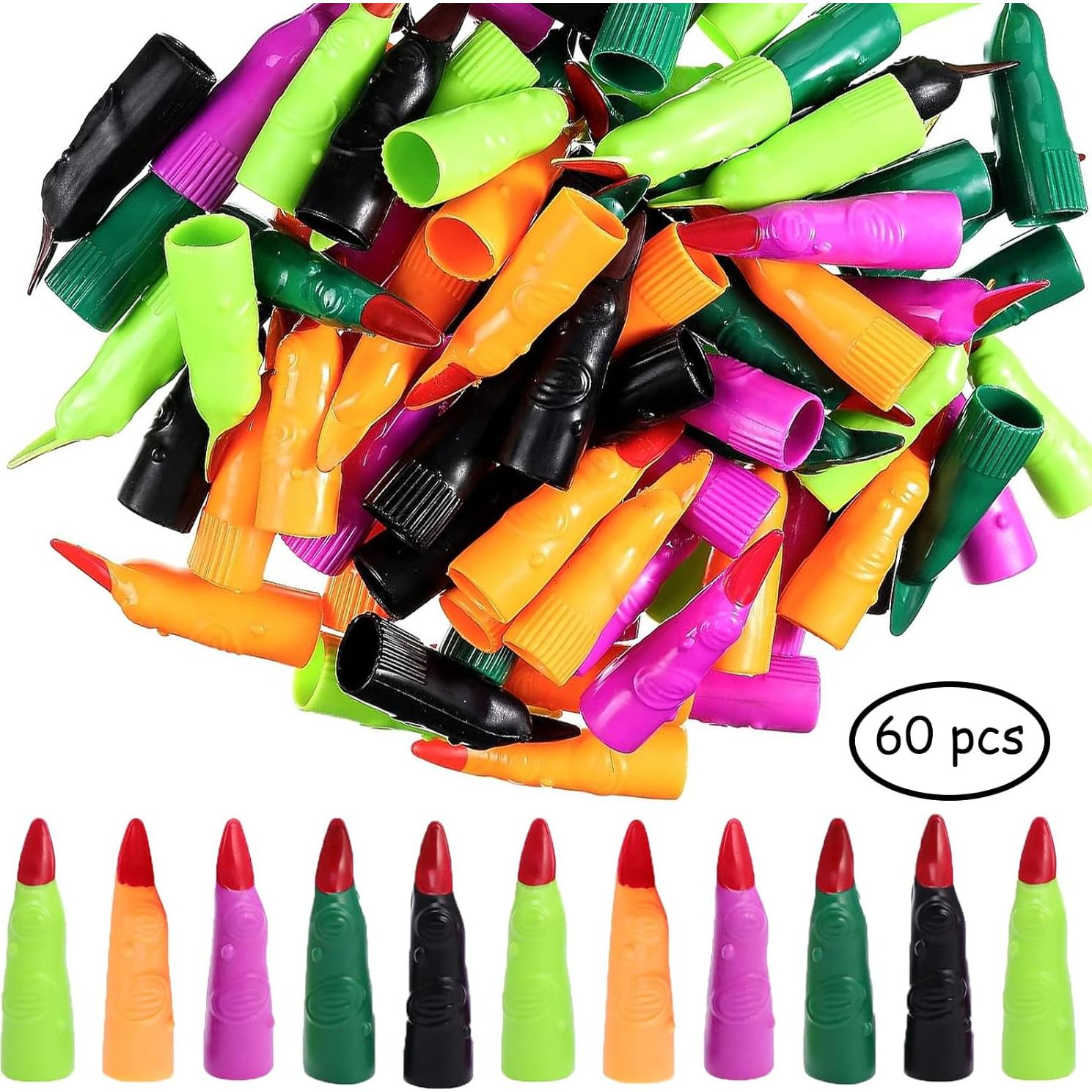 60 Piezas Dedos de Bruja Halloween Accesorios Disfraz Niños