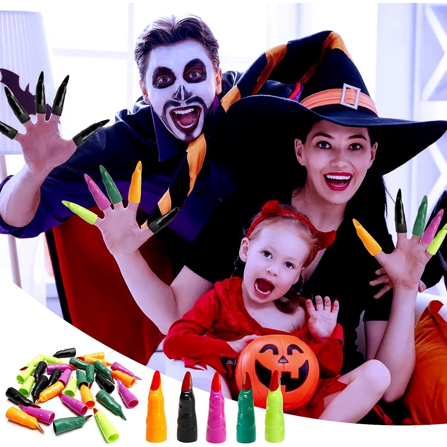 30 Dedos de Bruja de Plástico Coloridos para Halloween - Gaprumi