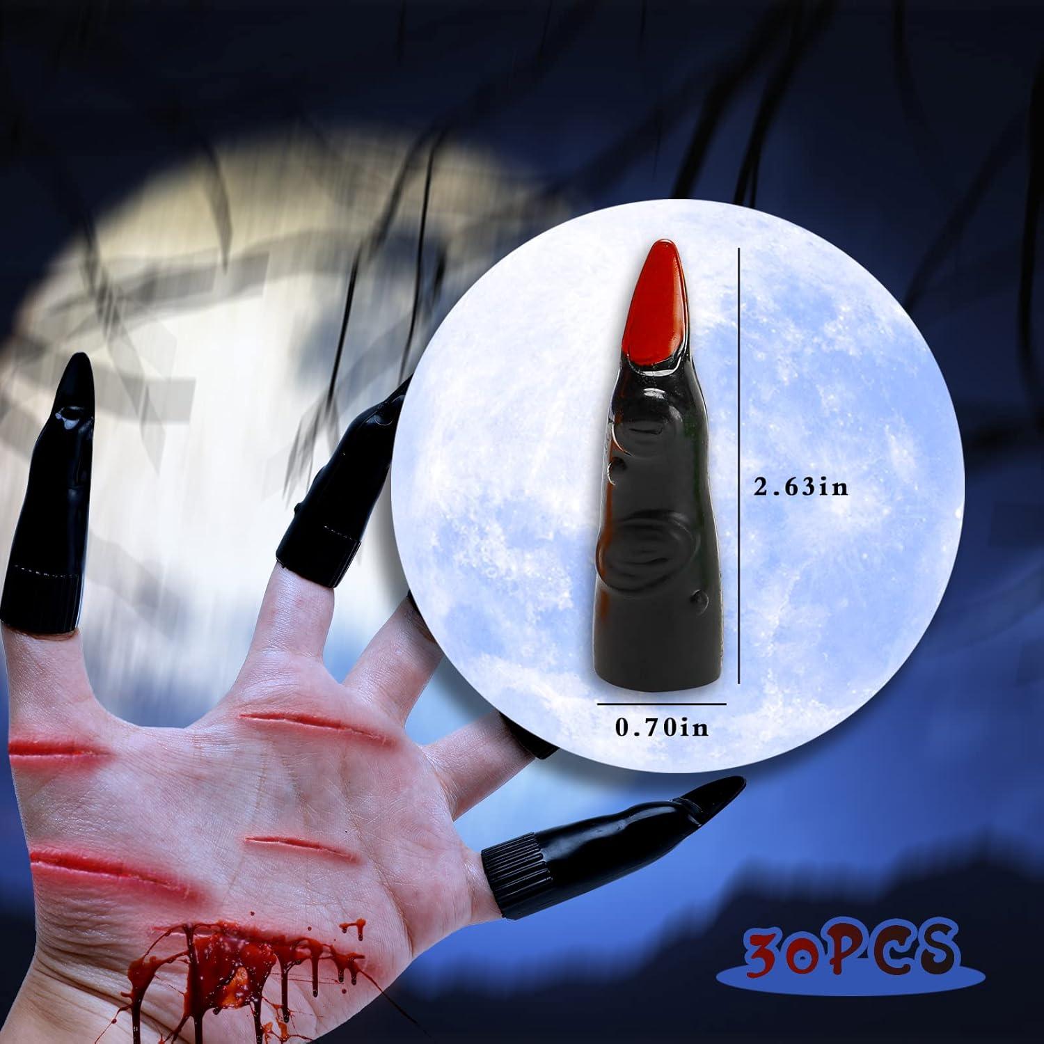 30 Dedos de Bruja de Plástico Coloridos para Halloween - Gaprumi