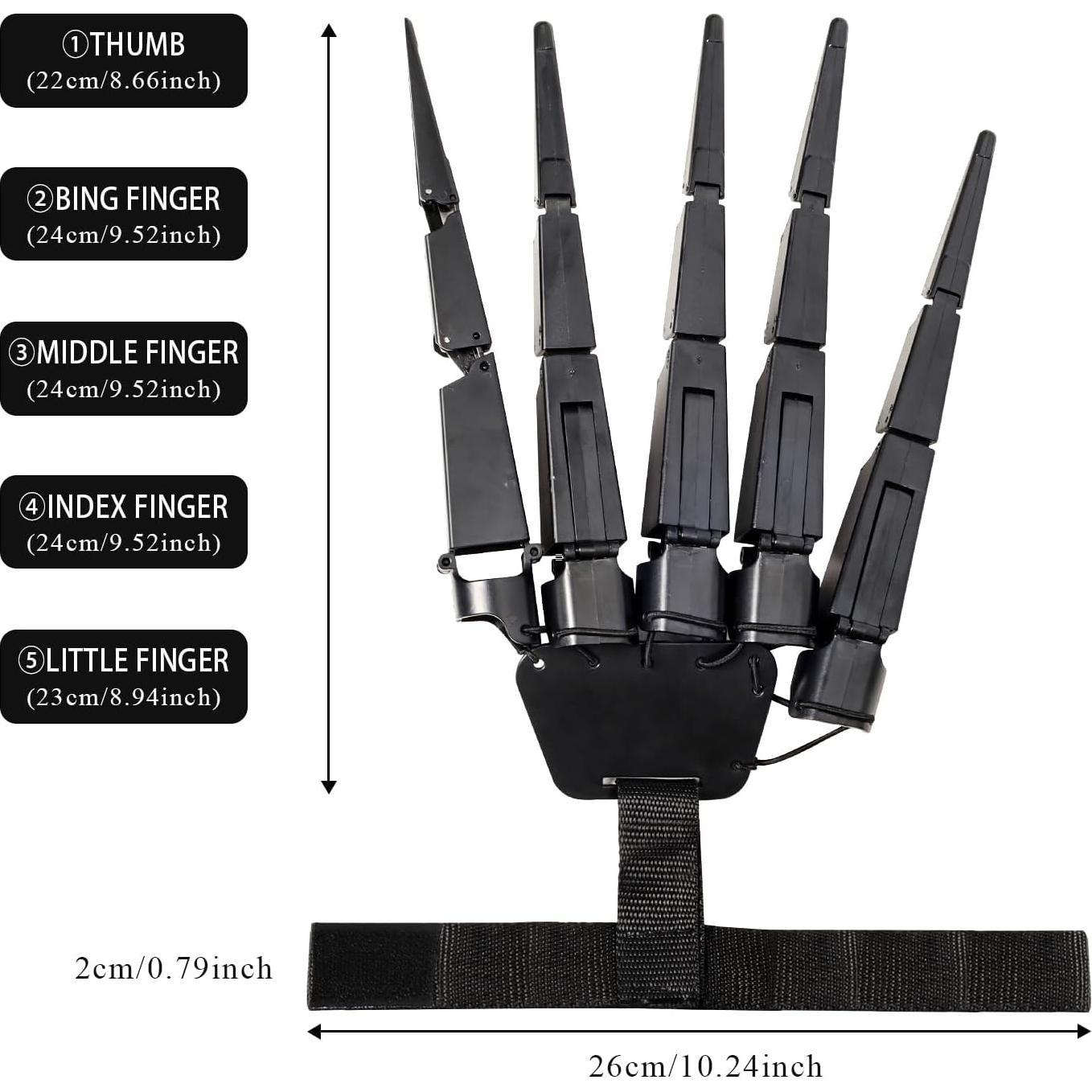 Extensiones de Dedos Articulados Halloween Hftjtsa - Guantes Garras Negras