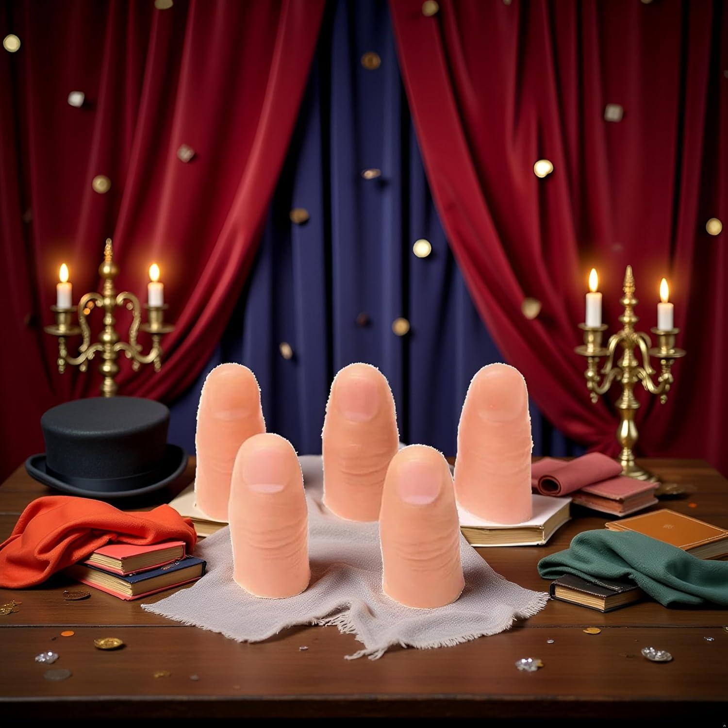 Set de 5 Dedos de Truco Mágico Falsos Pxiryanlow Color Crema