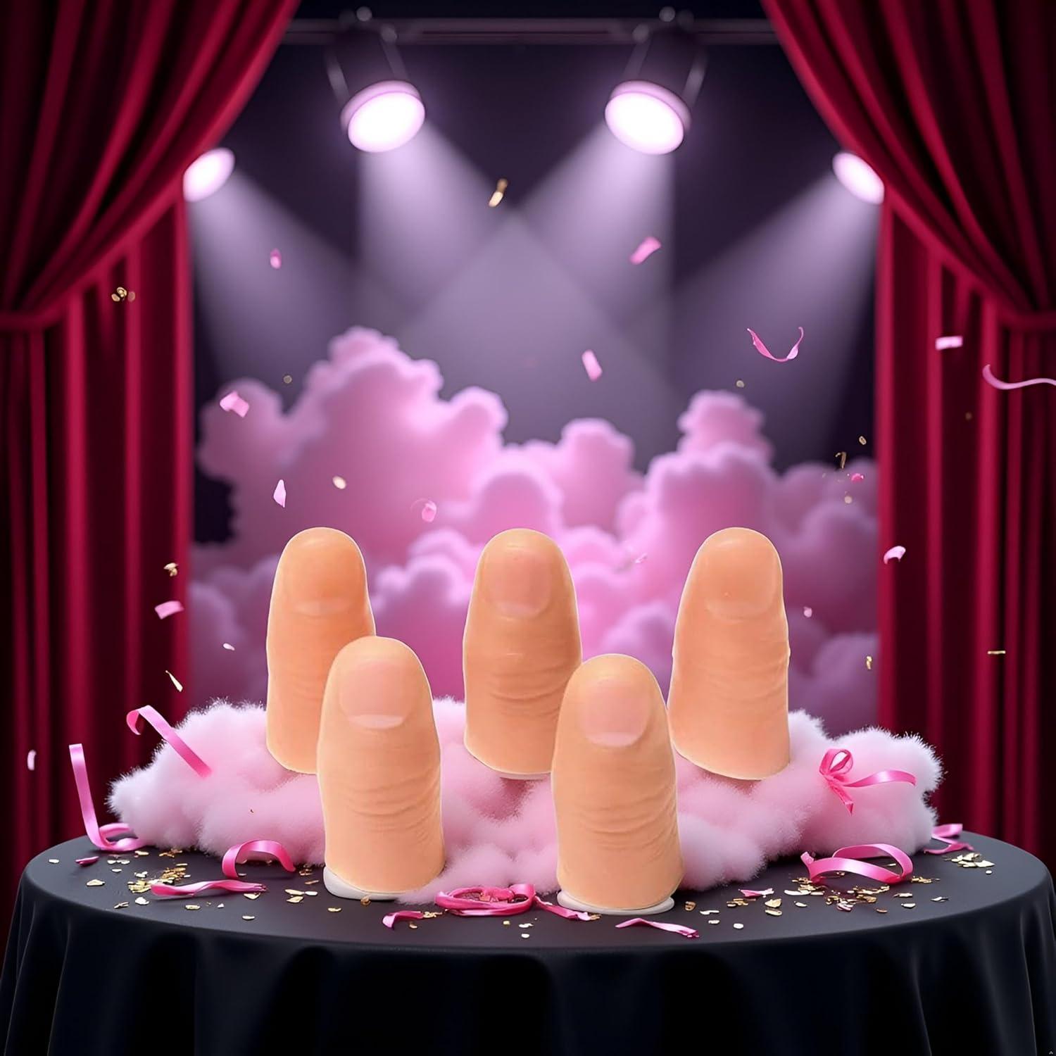 Set de 5 Dedos de Truco Mágico Falsos Pxiryanlow Color Crema