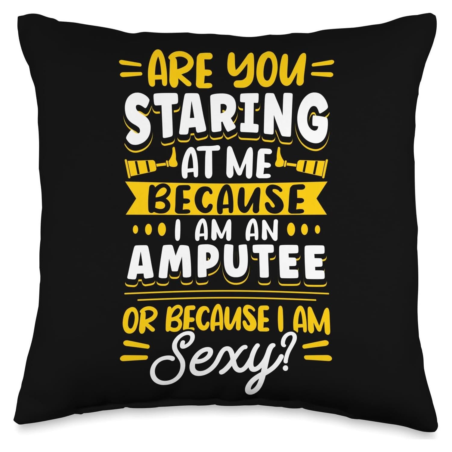 Amputee Artificial Leg Fake Limb Prosthetic JM0 Leg Prosthetic Amputation Vintage are You Staring at Me Throw Pillow, 16x16, Multicolor