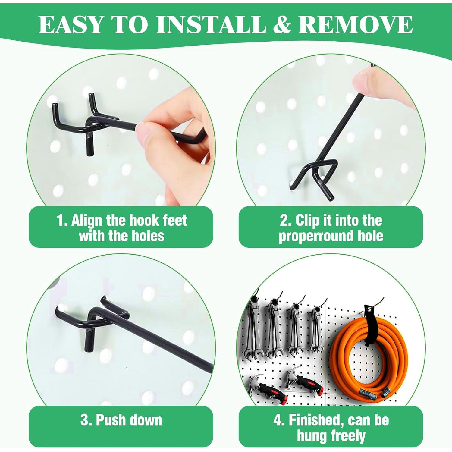 50 Ganchos de Metal para Tablero de Clavos Yauhar 5cm Negro