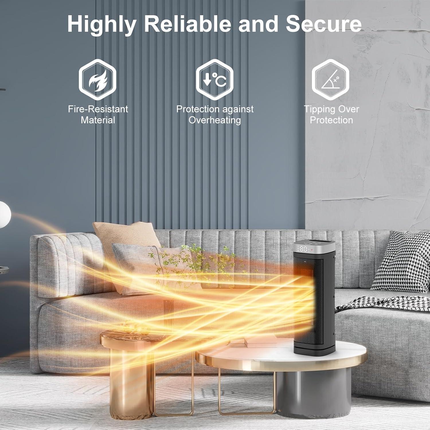 Calentador Eléctrico WINHL PTC 1500W con Control Remoto y Termostato