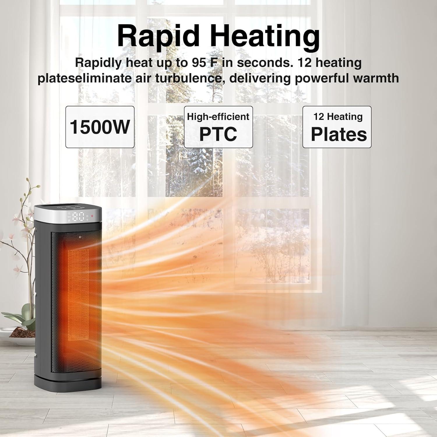 Calentador Eléctrico WINHL PTC 1500W con Control Remoto y Termostato