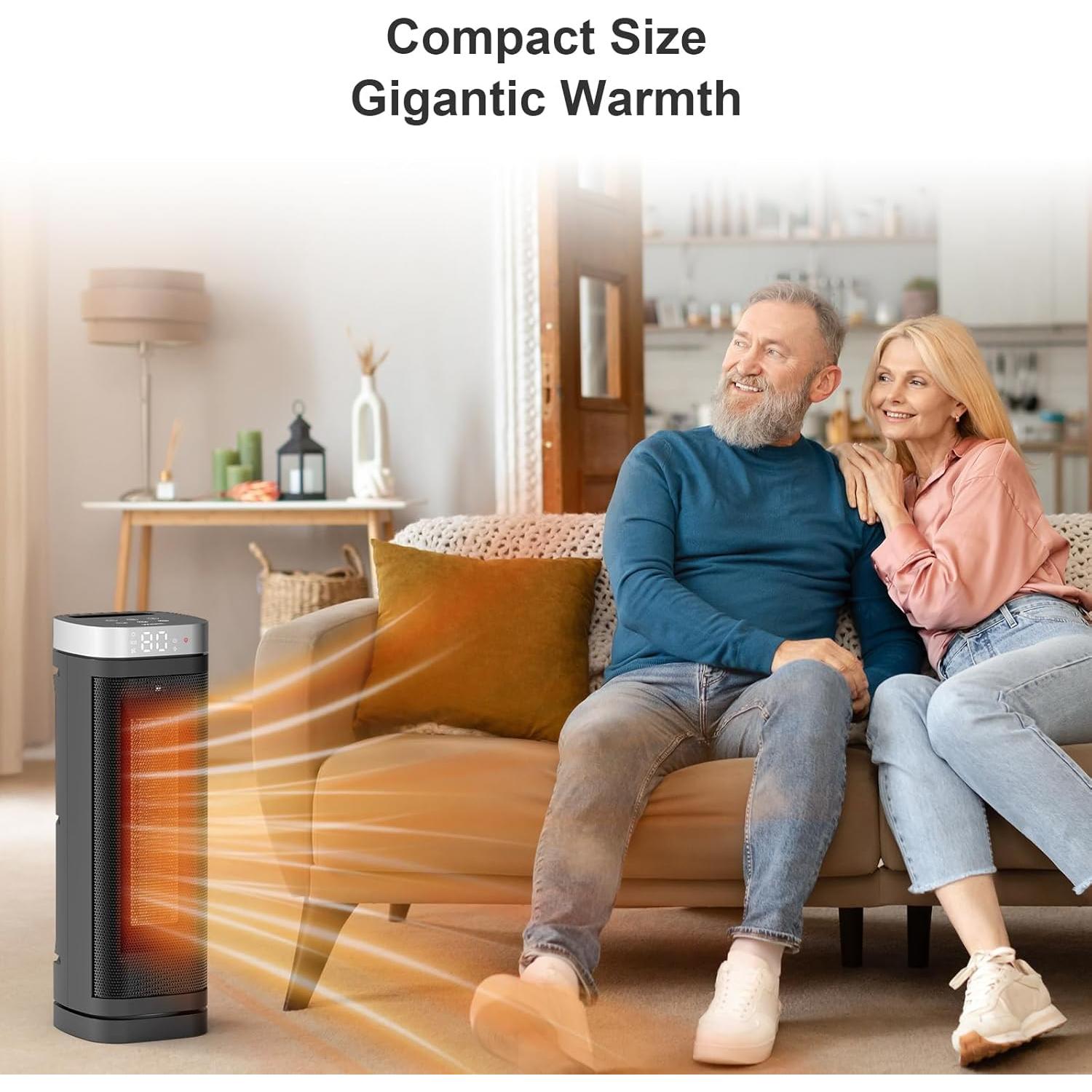 Calentador Eléctrico WINHL PTC 1500W con Control Remoto y Termostato