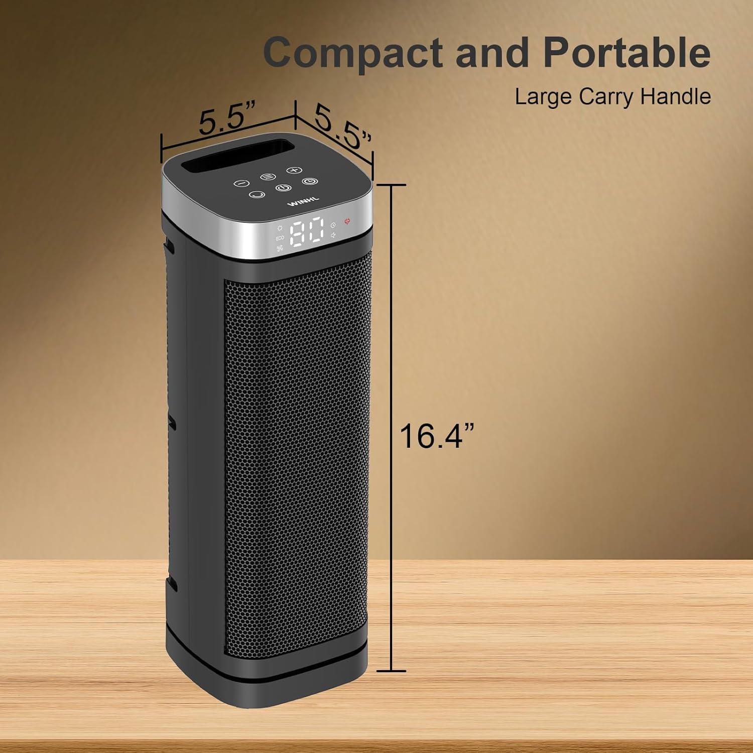 Calentador Eléctrico WINHL PTC 1500W con Control Remoto y Termostato