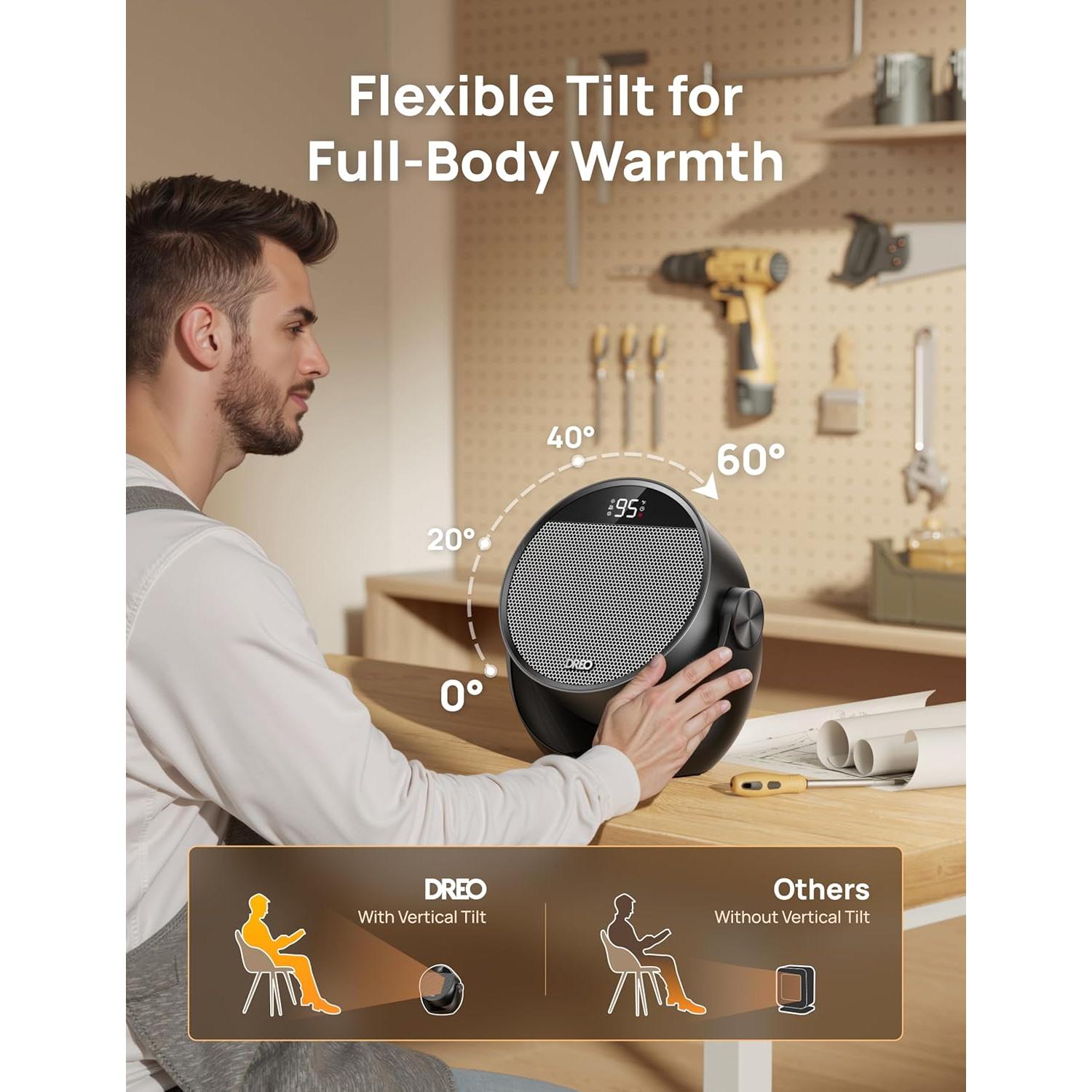 Calefactor Eléctrico Dreo 1500W Portátil Negro con Control Remoto