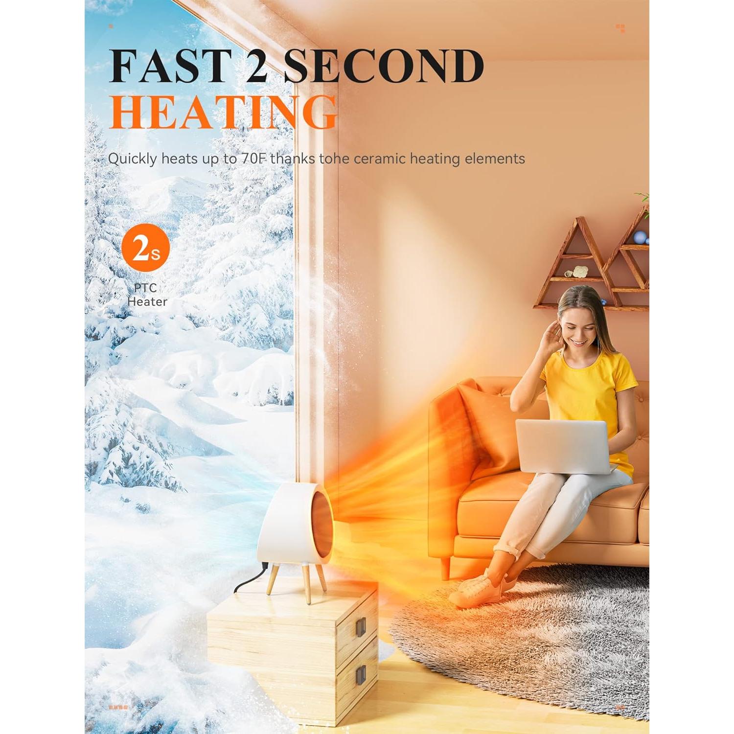 Calentador Eléctrico Gaiatop K-116 1000W Cerámico PTC Blanco