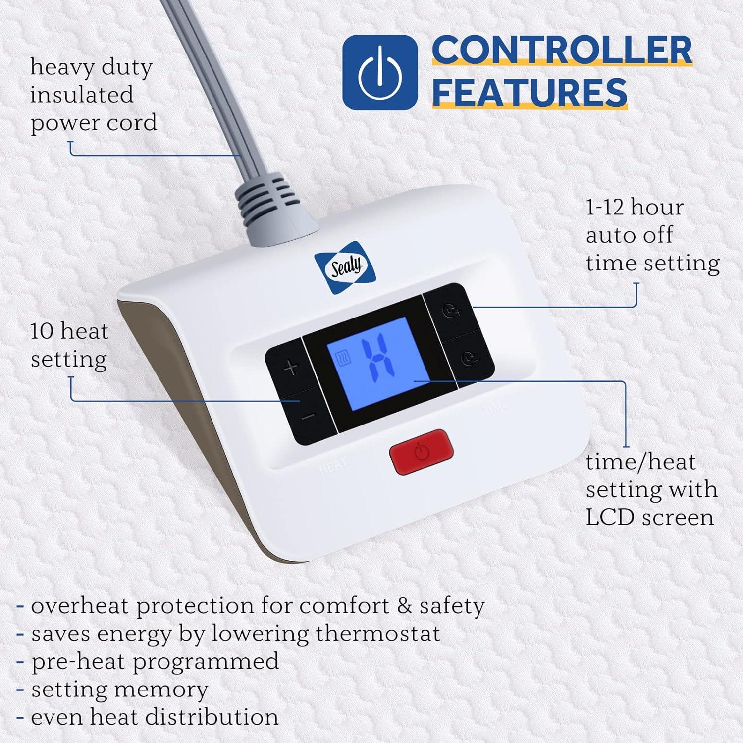 Almohadilla Térmica Eléctrica Sealy Individual 190x99 cm 10 Niveles