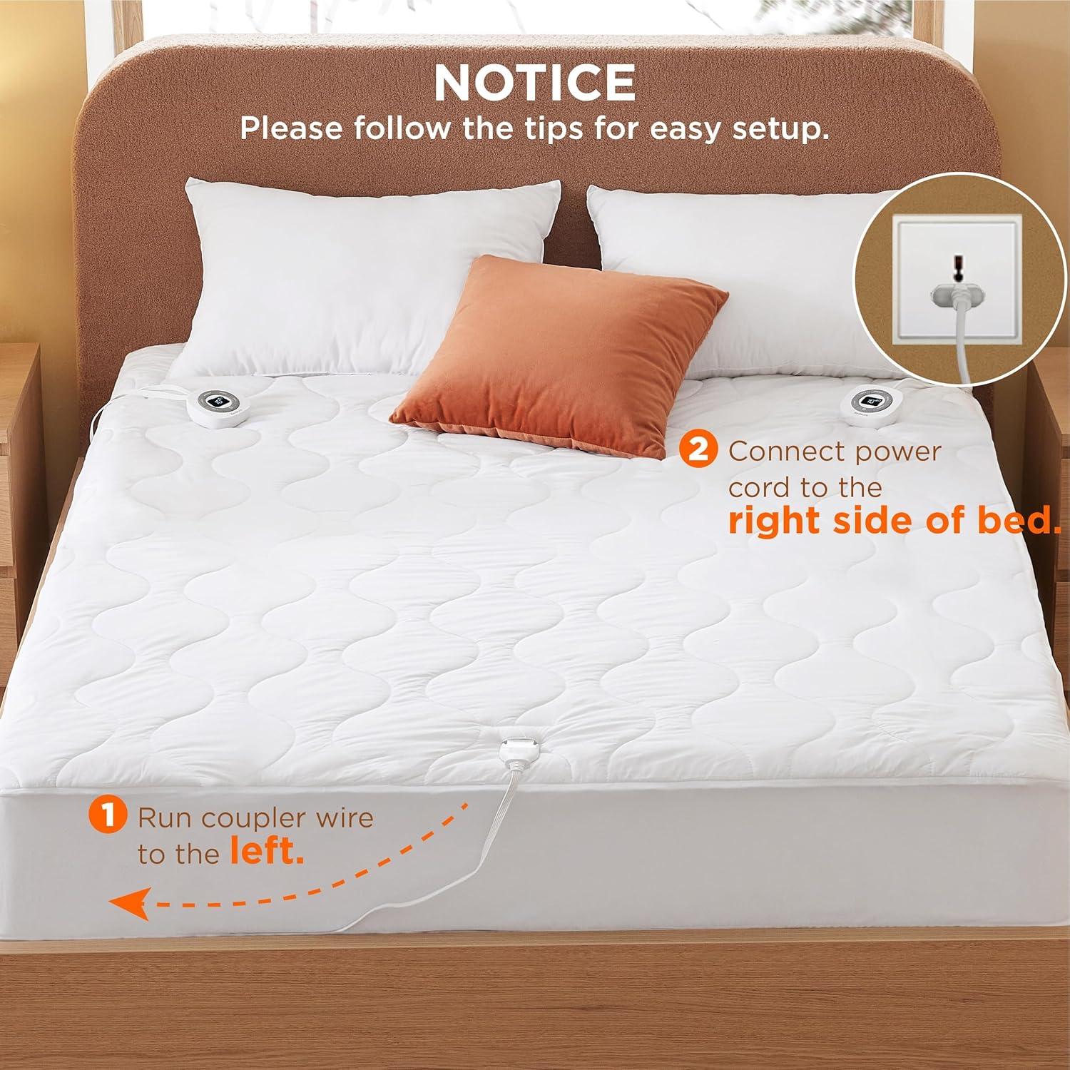 Cubre Colchón Calefaccionado Bedsure Reina Algodón Impermeable