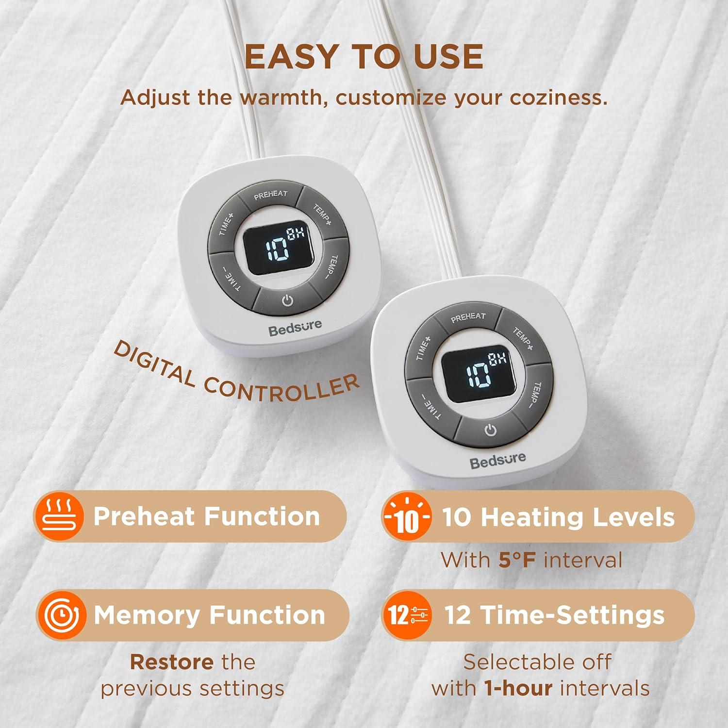 Cubre Colchón Calefactable Bedsure Queen 10 Niveles Calor