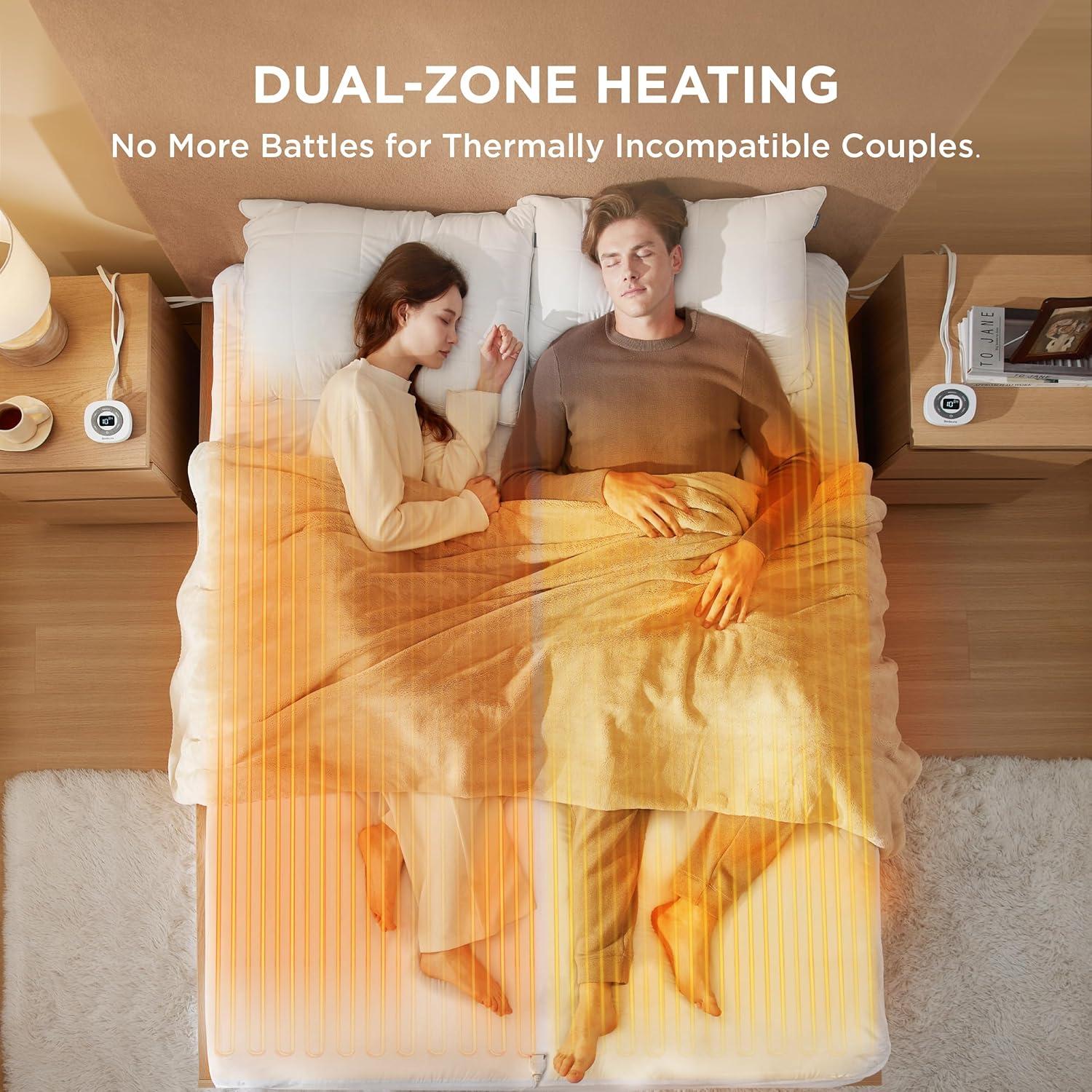 Cubre Colchón Calefactable Bedsure Queen 10 Niveles Calor