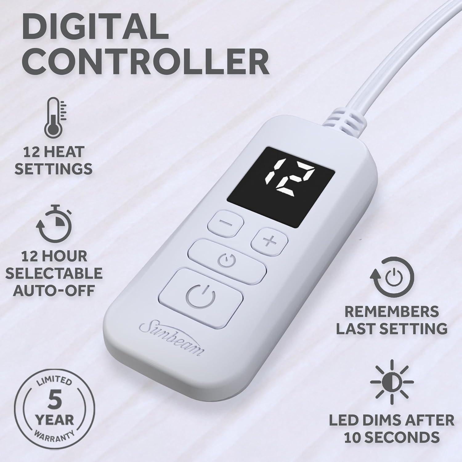 Almohadilla Térmica Eléctrica Sunbeam Reina 203x152 cm 12 Calores