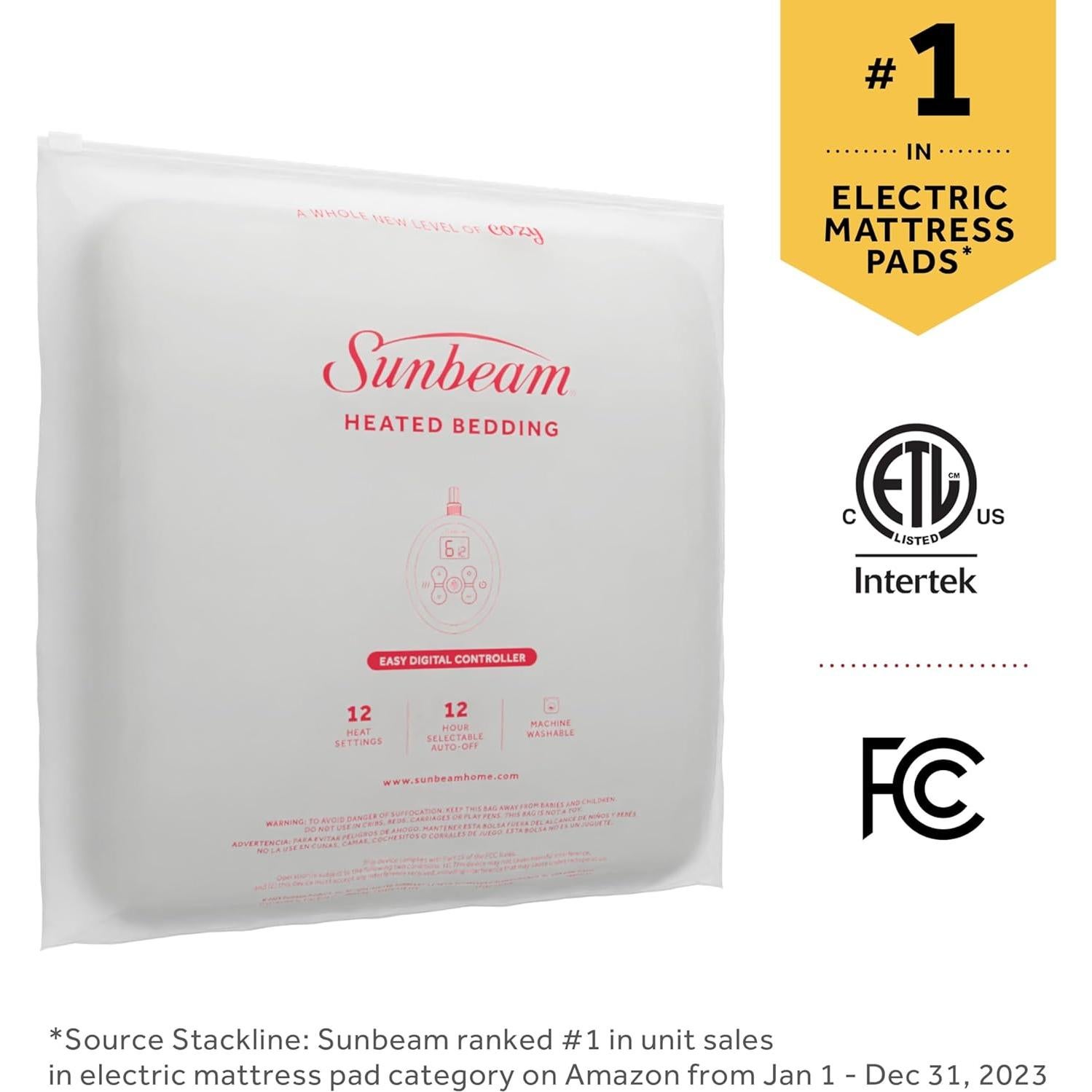 Almohadilla Térmica Eléctrica Sunbeam Reina 203x152 cm 12 Calores