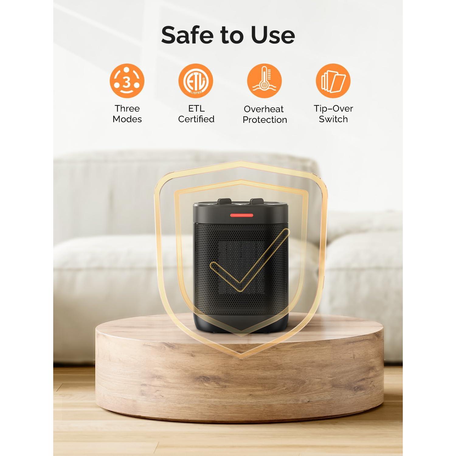 Calentador Personal Eléctrico Pereysi PTC-SH009S 1000W Silencioso