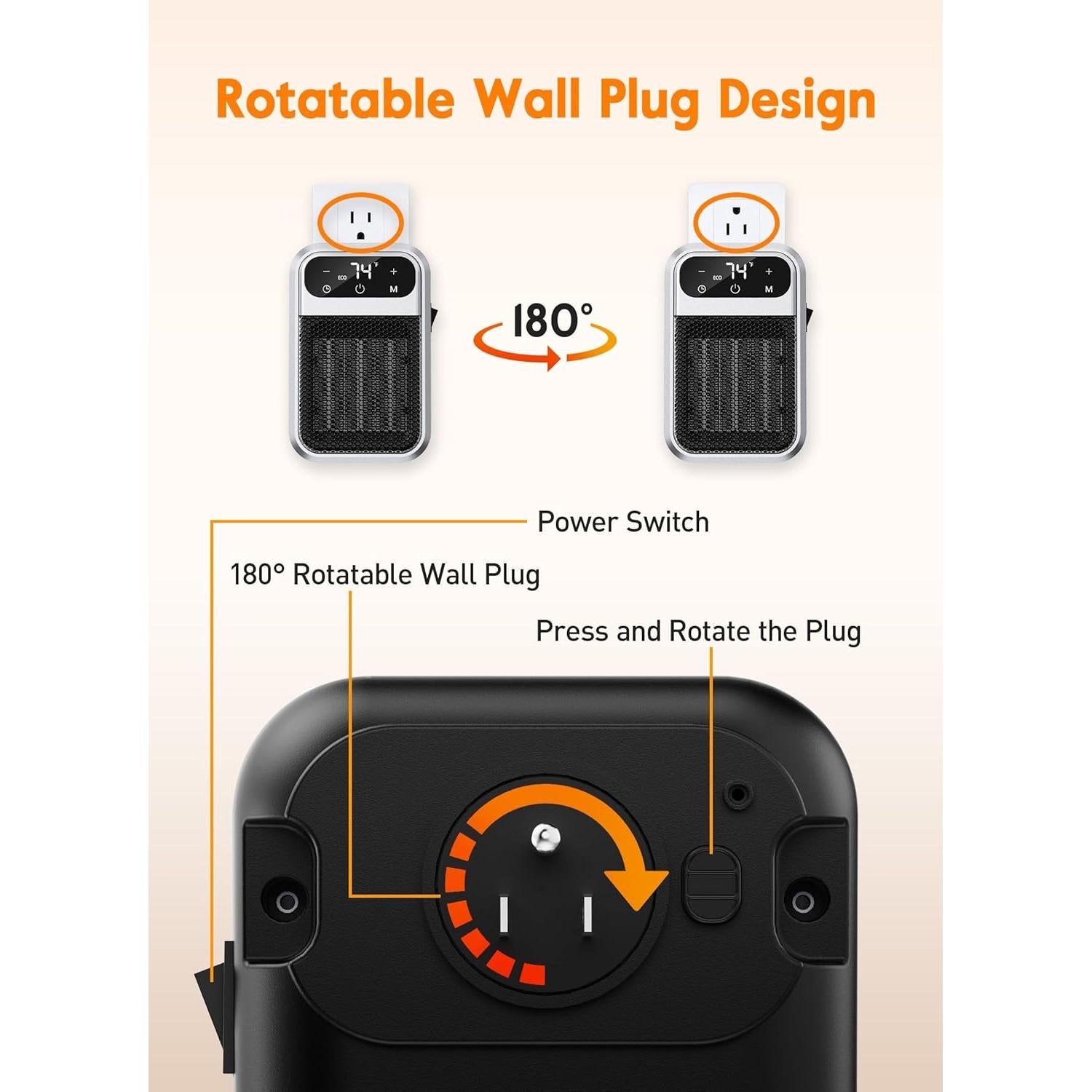 Calentador de pared eléctrico GiveBest 800W con control remoto