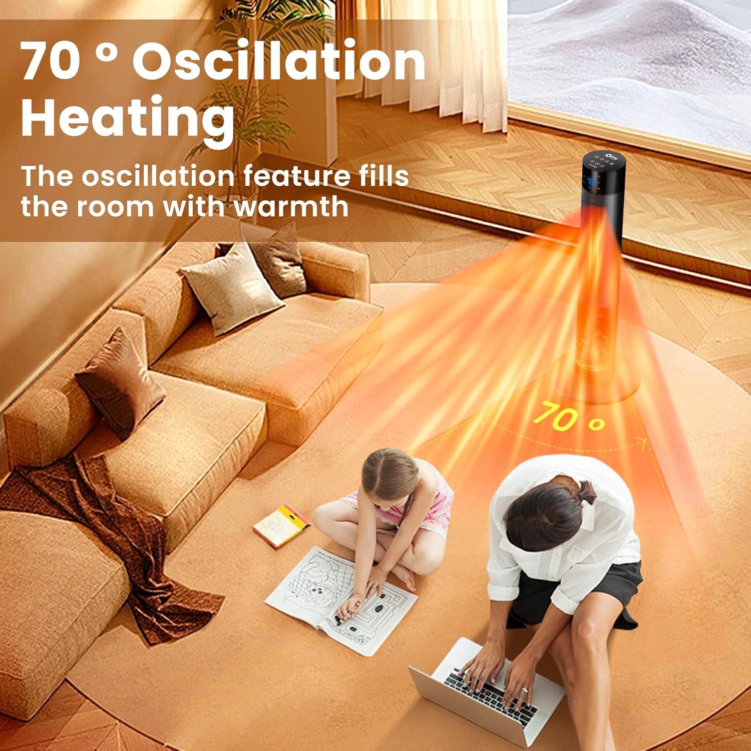 Calentador de Espacio Portátil QTREE 1500W con Control Remoto