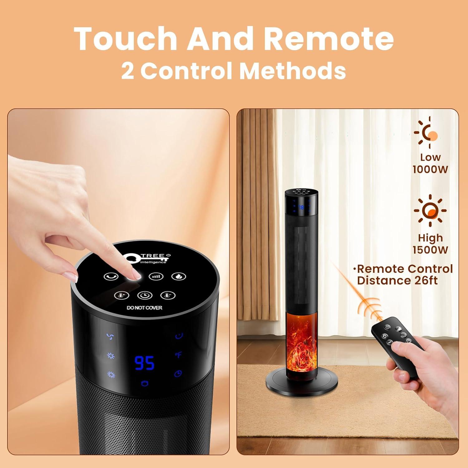 Calentador de Espacio Portátil QTREE 1500W con Control Remoto