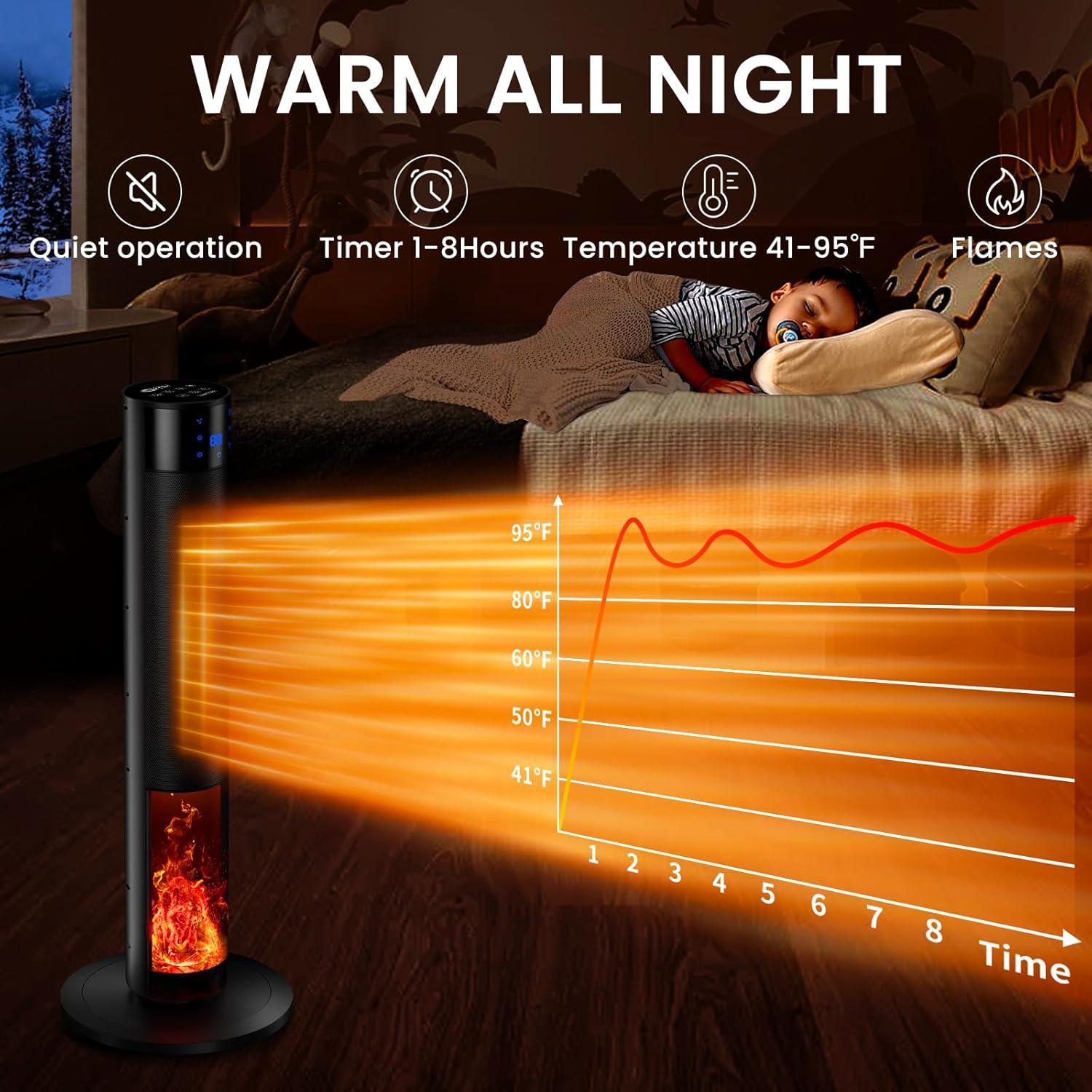 Calentador de Espacio Portátil QTREE 1500W con Control Remoto