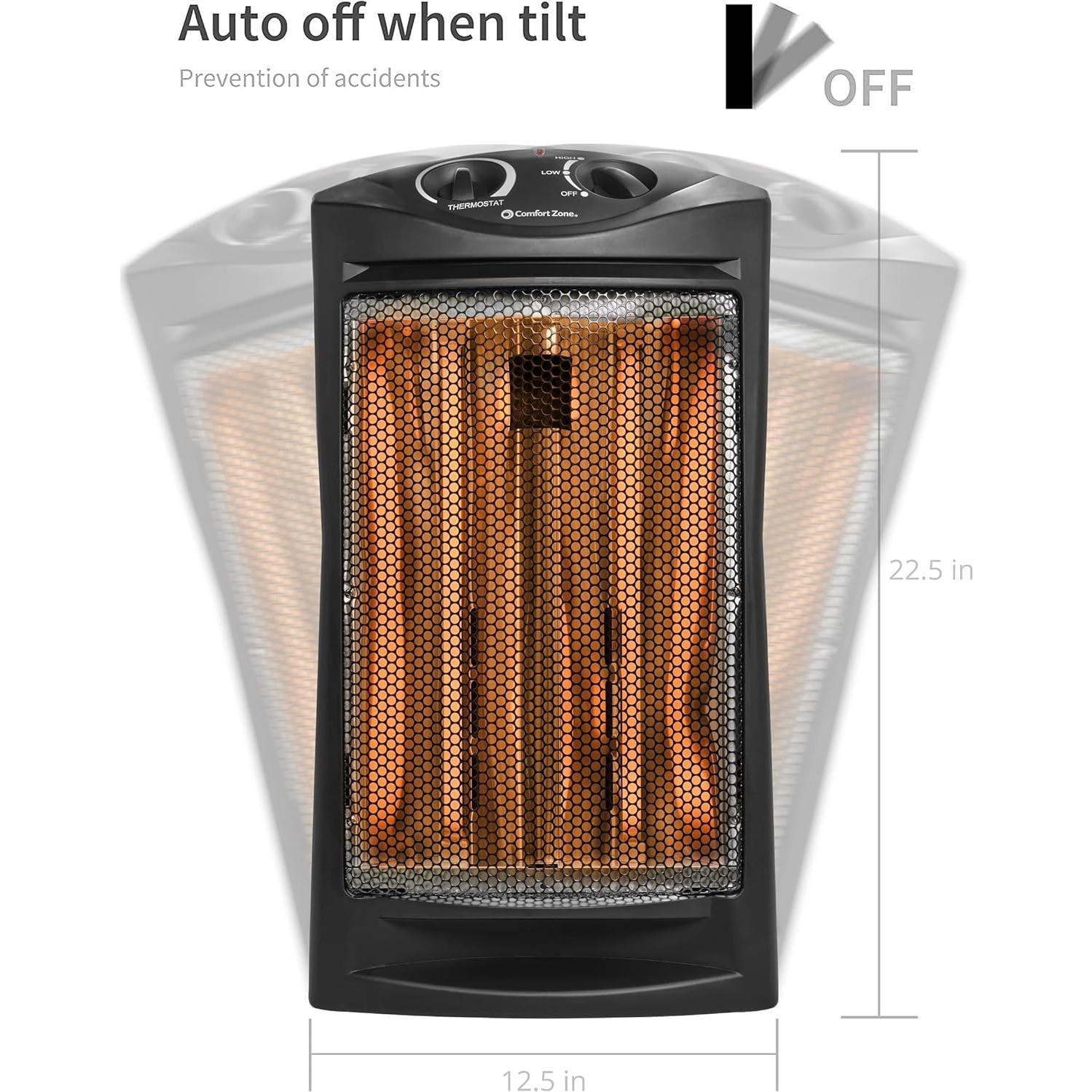 Calentador de Torre Eléctrico Comfort Zone CZQTV007BK 1500W