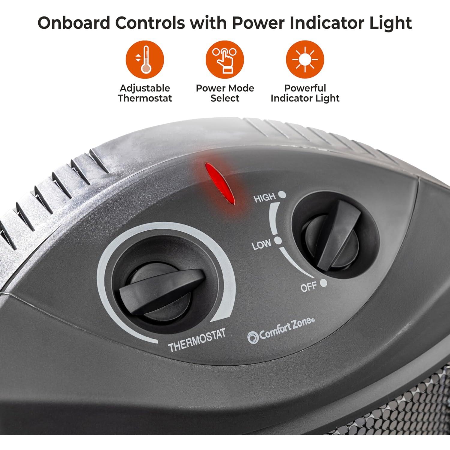 Calentador de Torre Eléctrico Comfort Zone CZQTV007BK 1500W