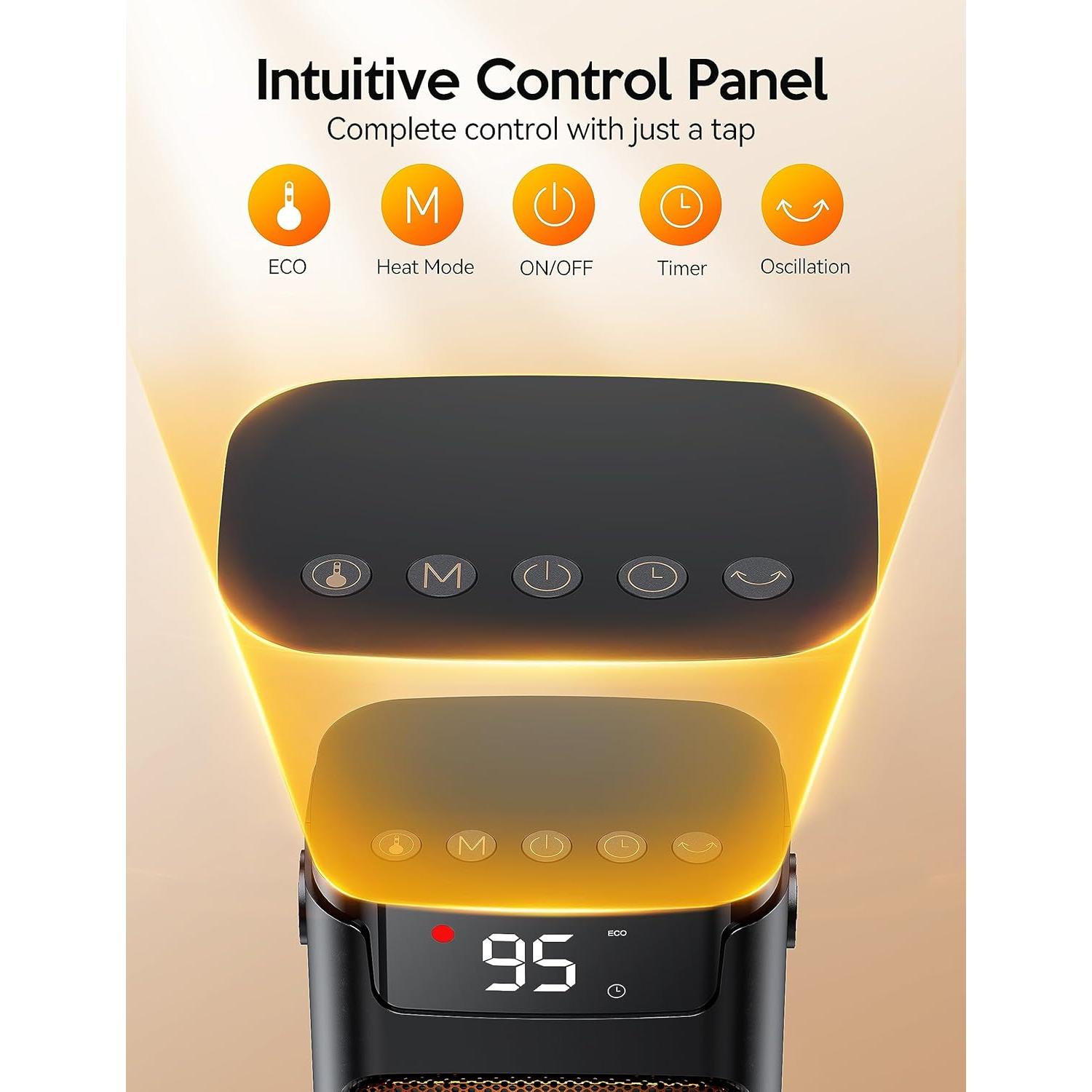 Calefactor Eléctrico VAGKRI 1500W Portátil con Termostato y Control Remoto