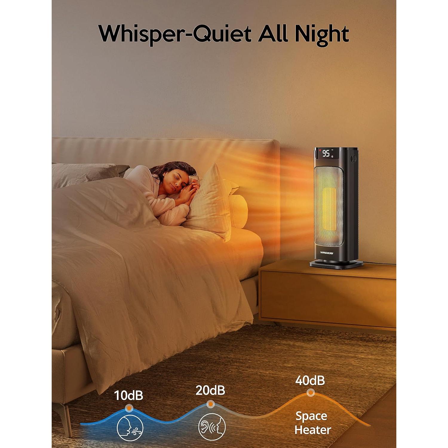 Calefactor Eléctrico VAGKRI 1500W Portátil con Termostato y Control Remoto