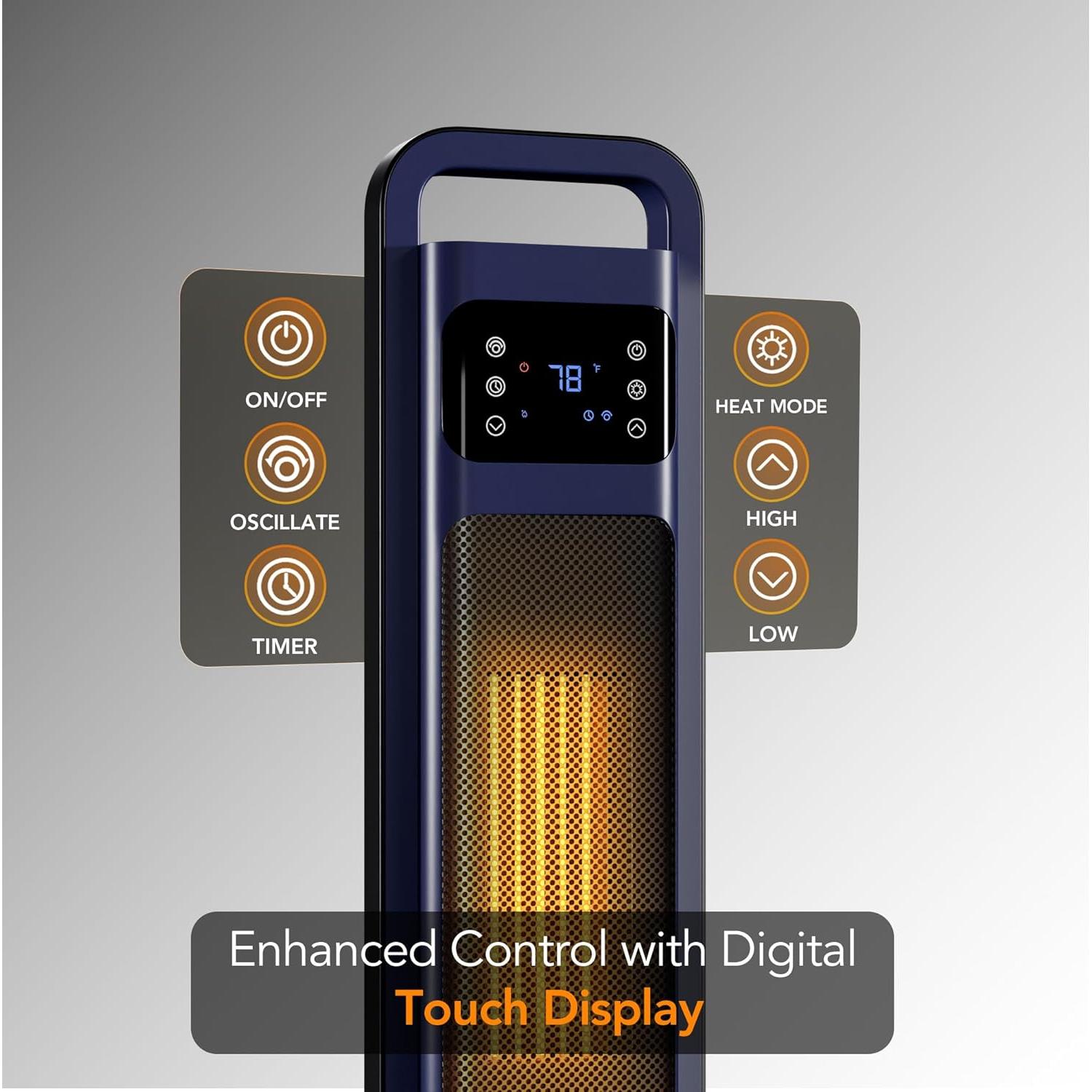 Calefactor de Torre Eléctrico Zona de Confort 1500W Azul Marino