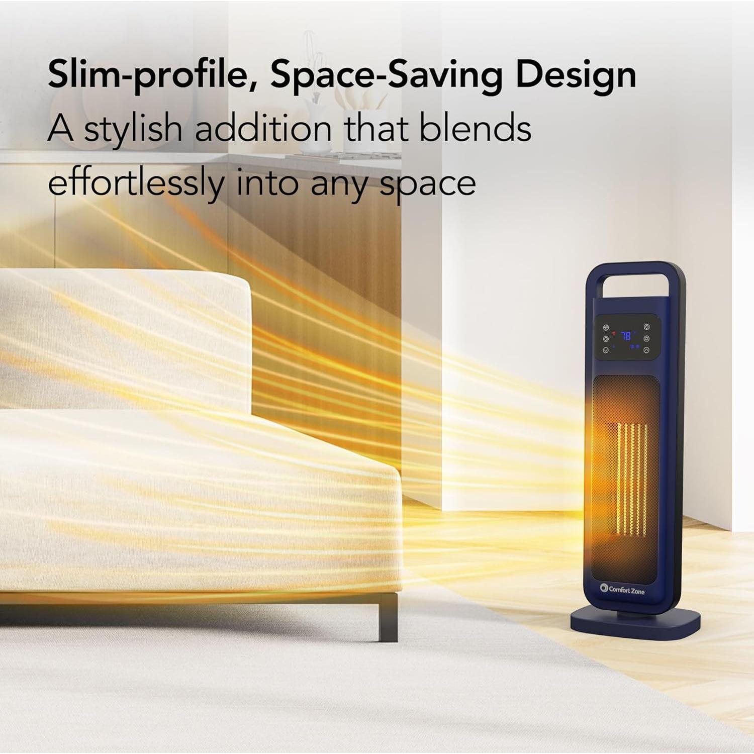 Calefactor de Torre Eléctrico Zona de Confort 1500W Azul Marino