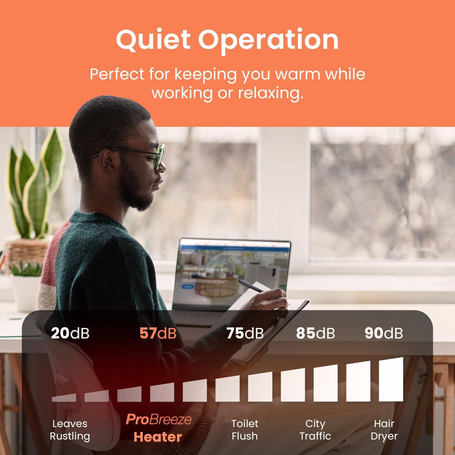 Calefactor Eléctrico Portátil Pro Breeze 1500W Cerámico Blanco