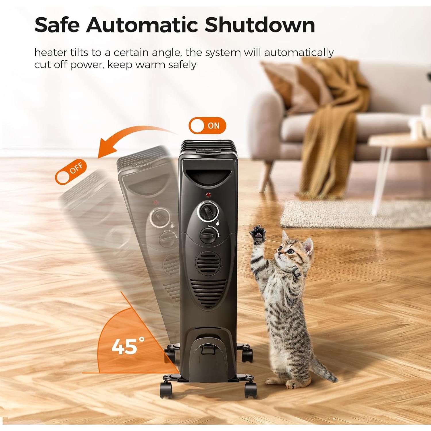 Calefactor Eléctrico Portátil Kismile 1500W con Termostato y Protección