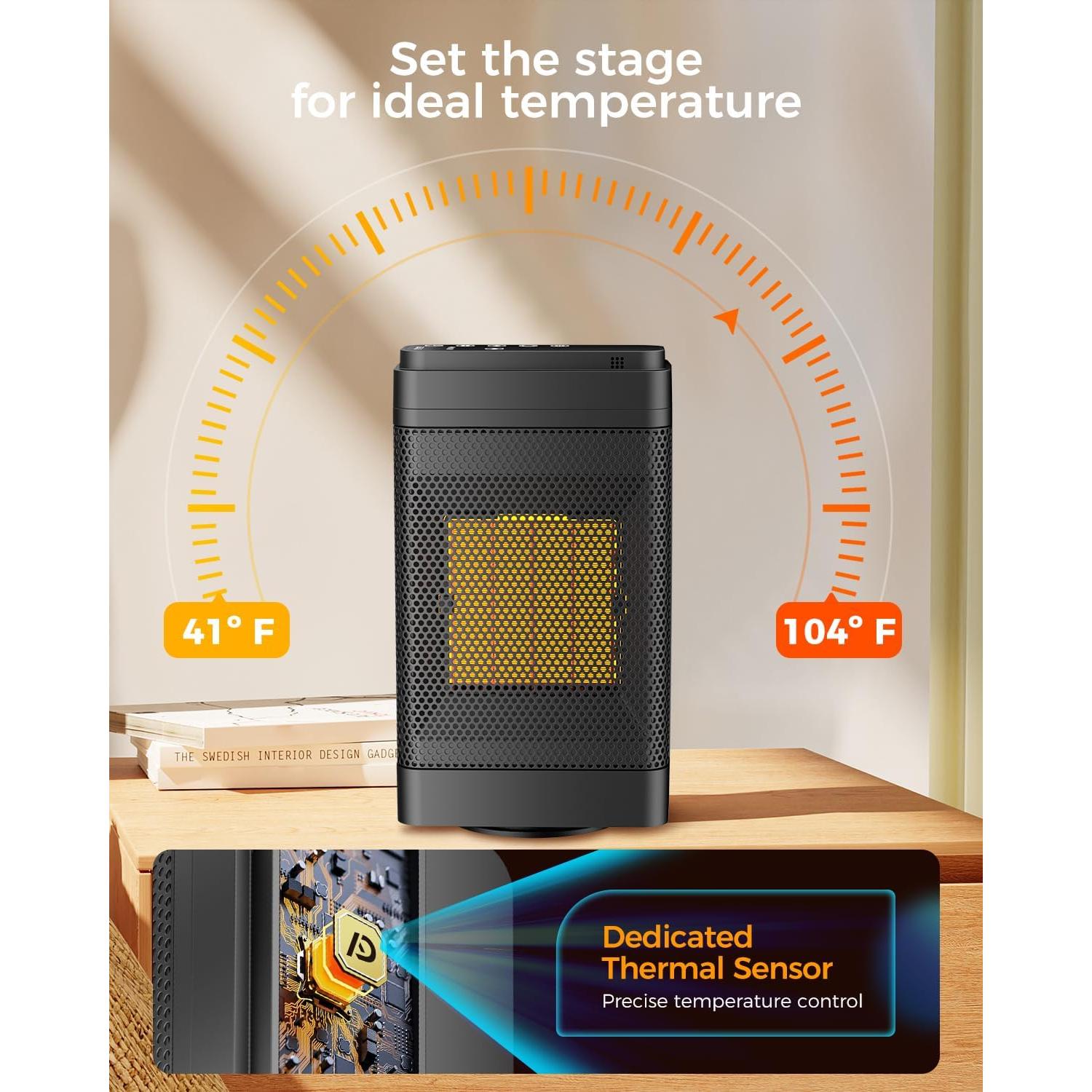 Calentador Eléctrico Portátil Qxpztk 1500W con Control Remoto