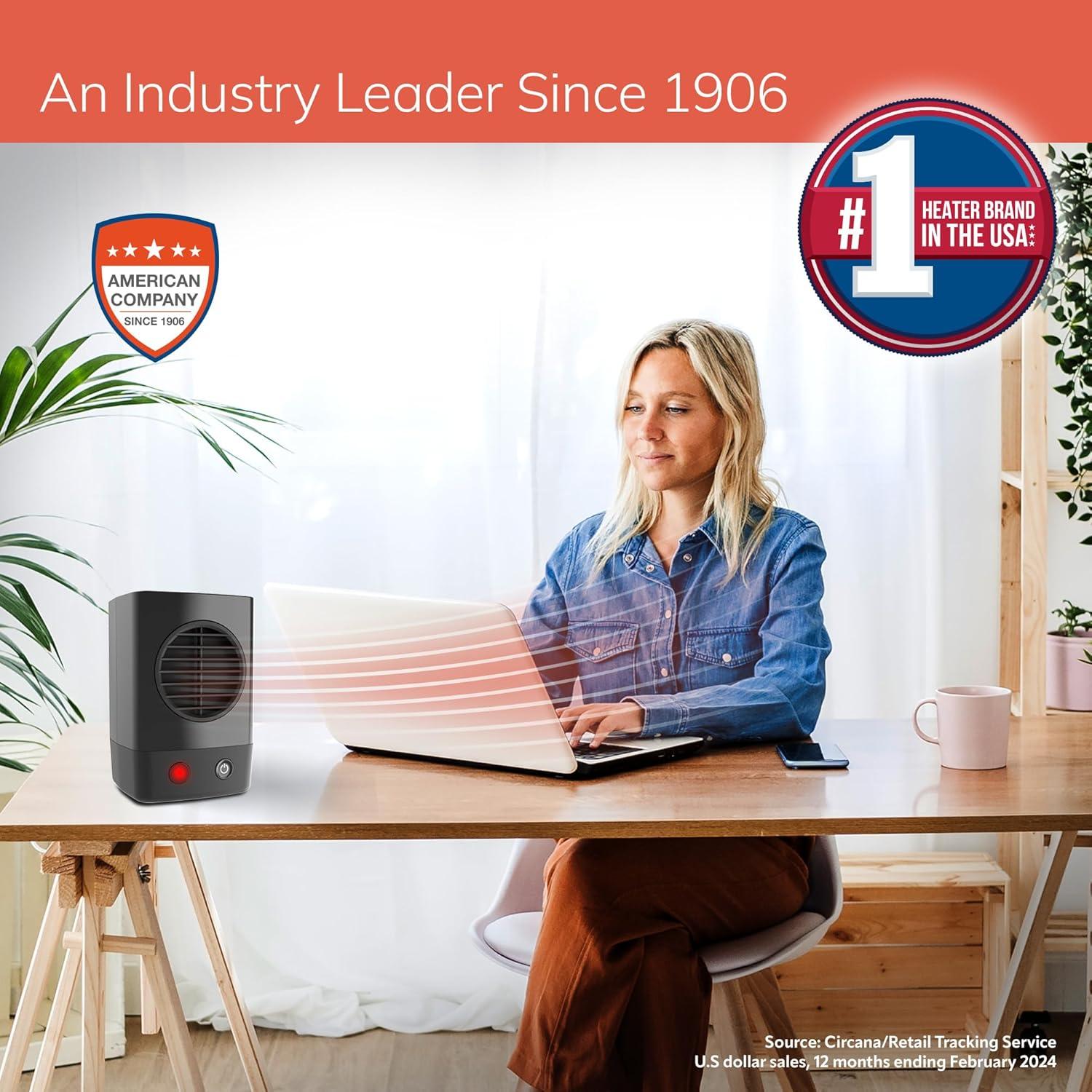 Calentador Cerámico Personal Lasko 200, 400W, Negro, 15.7 cm