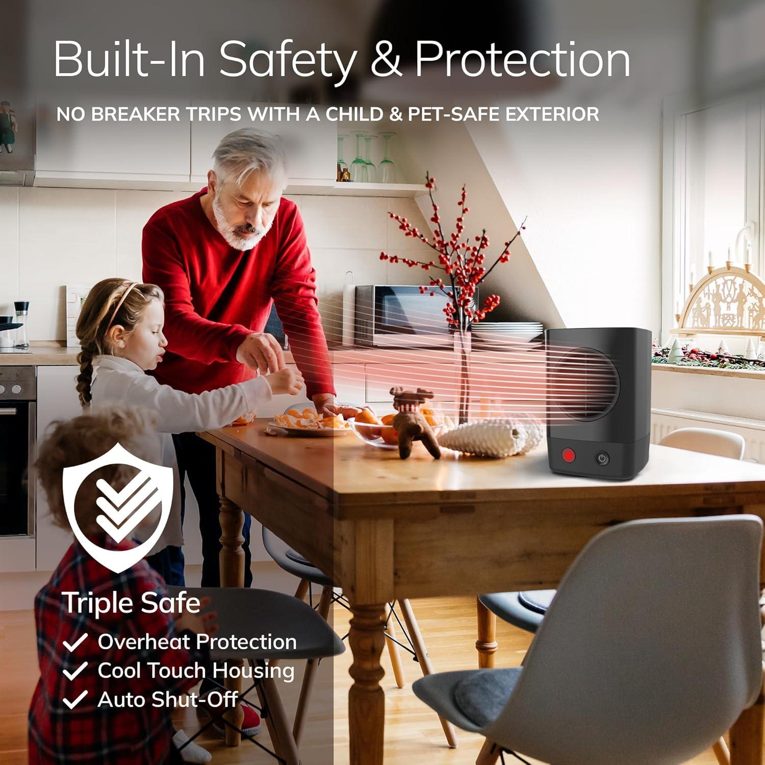 Calentador Cerámico Personal Lasko 200, 400W, Negro, 15.7 cm