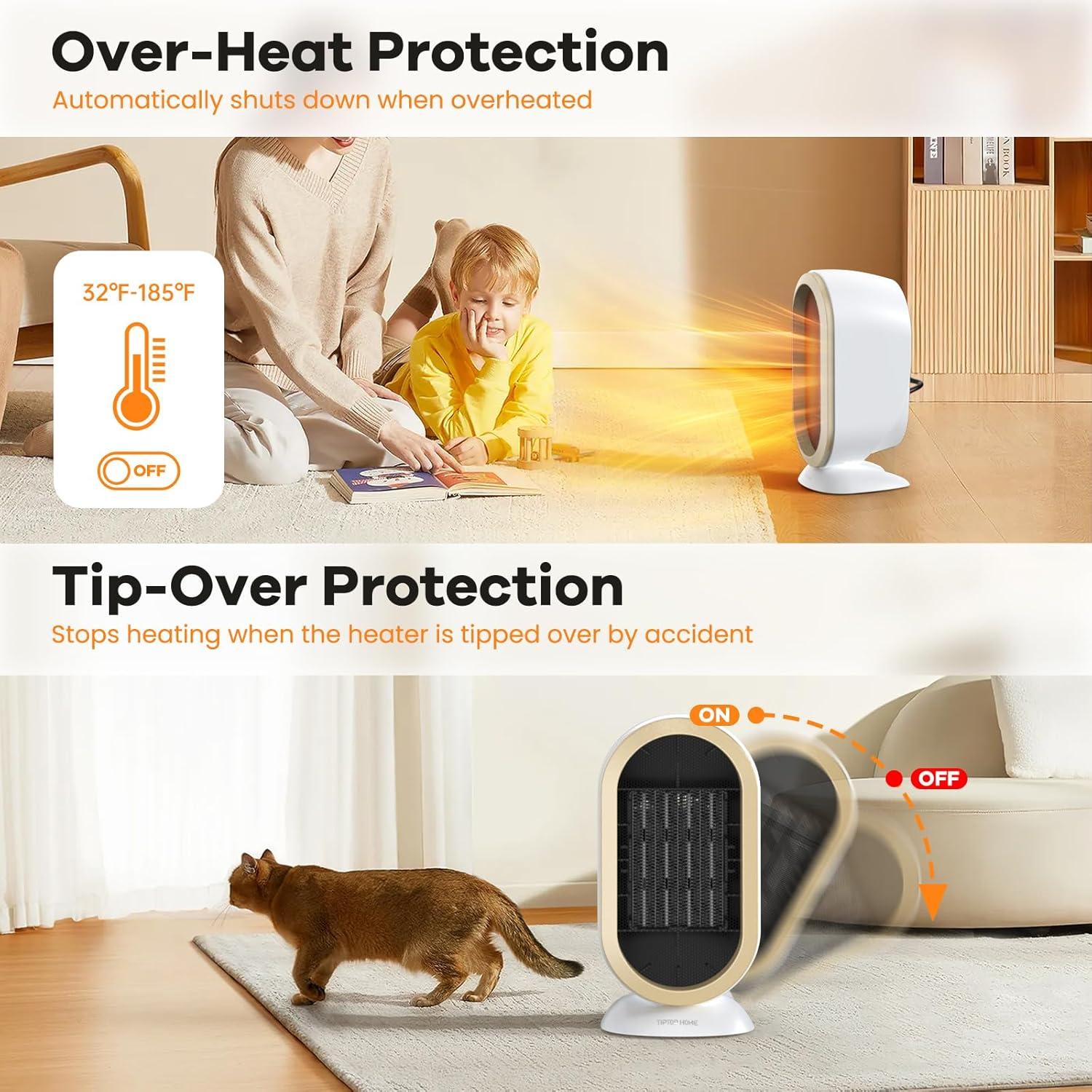 Calentador de espacio Bubbacare 1200W cerámico portátil