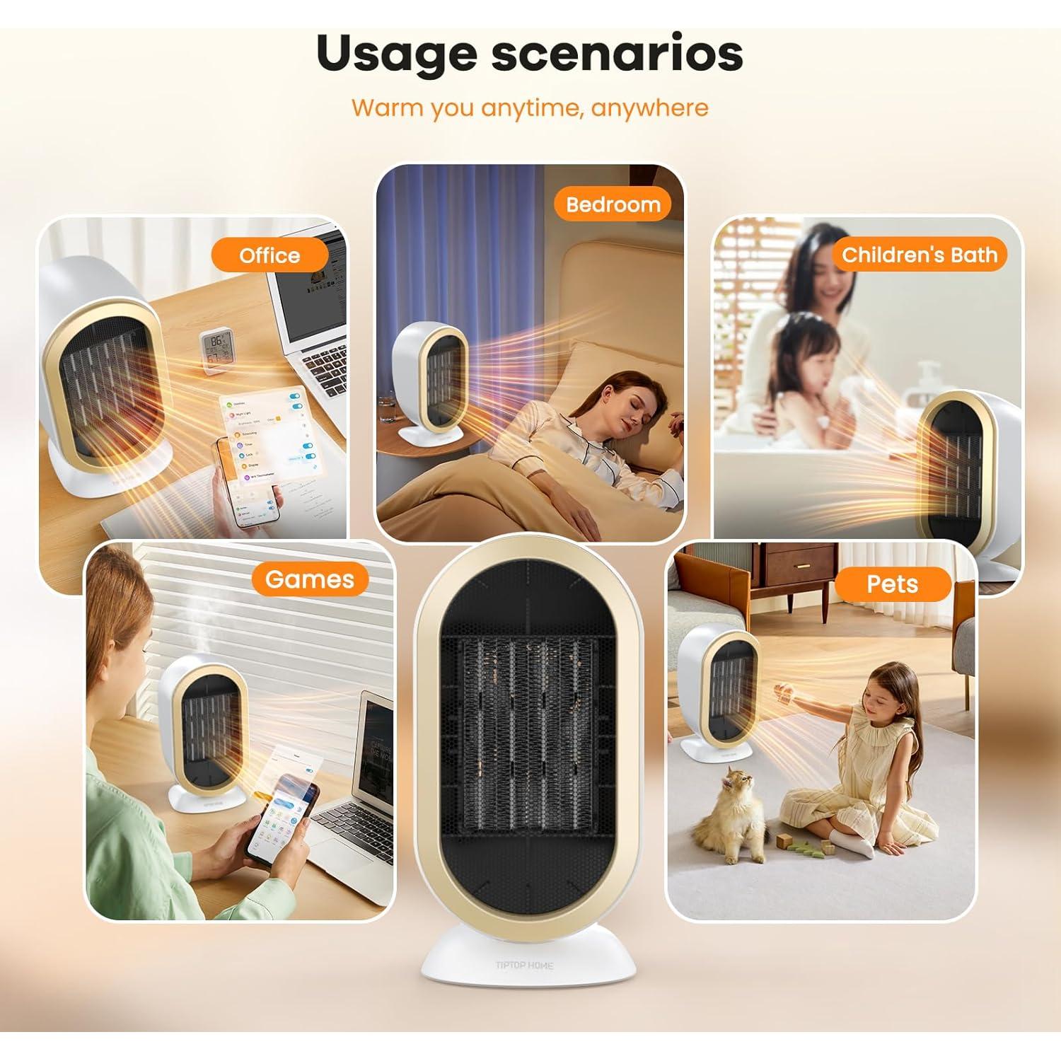 Calentador de espacio Bubbacare 1200W cerámico portátil