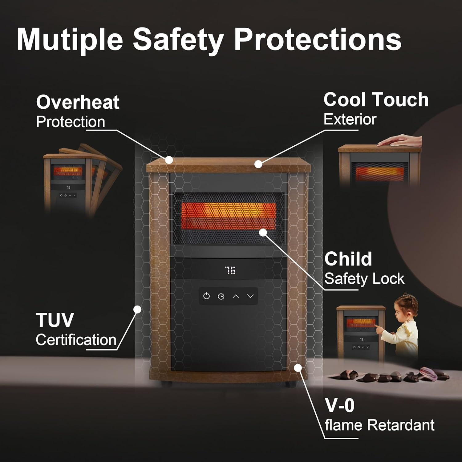 Calentador Infrarrojo WEWARM 1500W con Termostato y Control Remoto