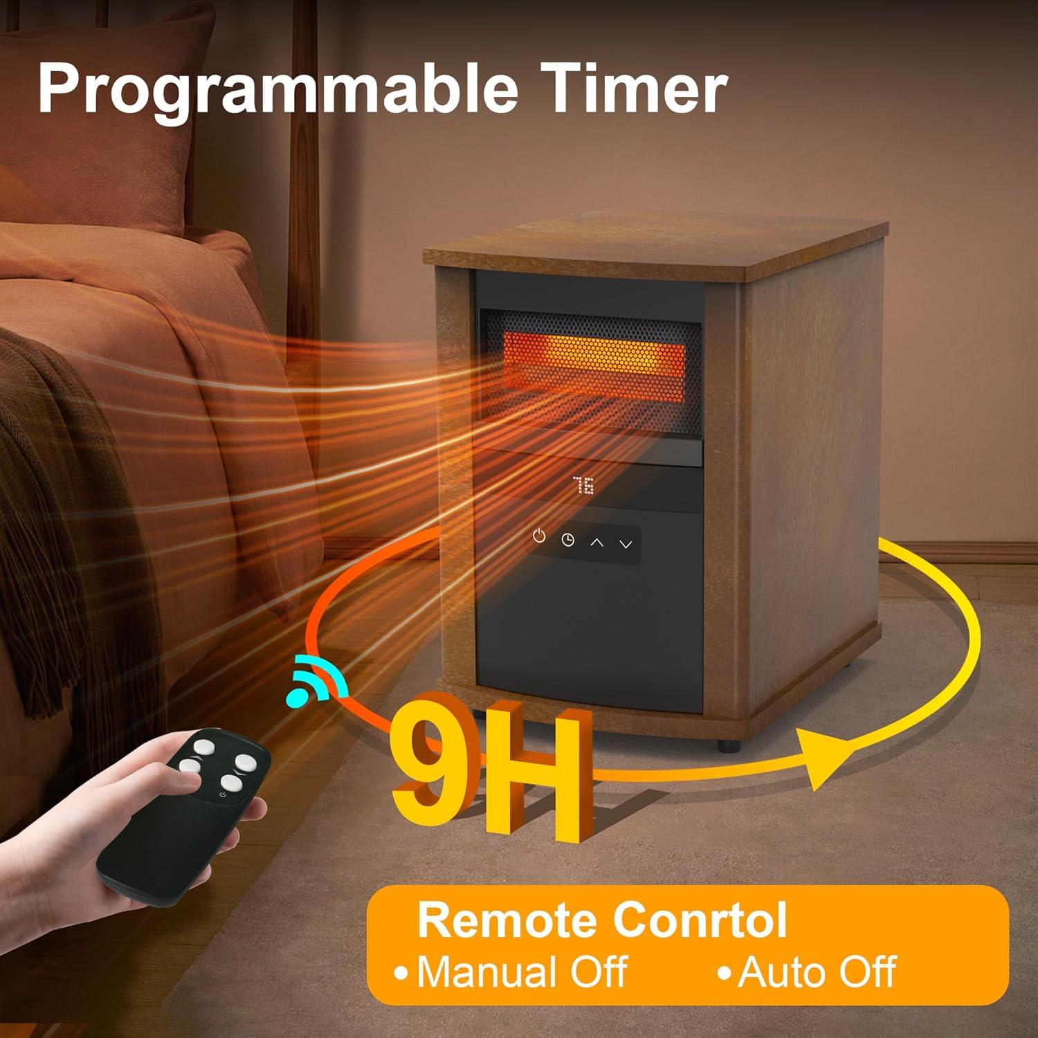 Calentador Infrarrojo WEWARM 1500W con Termostato y Control Remoto