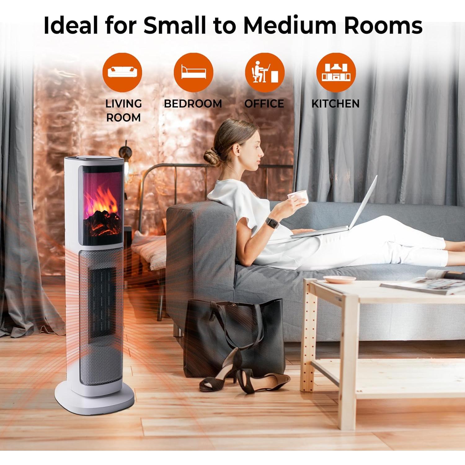 Calefactor de Torre Eléctrico Zona de Confort 1500W 3D