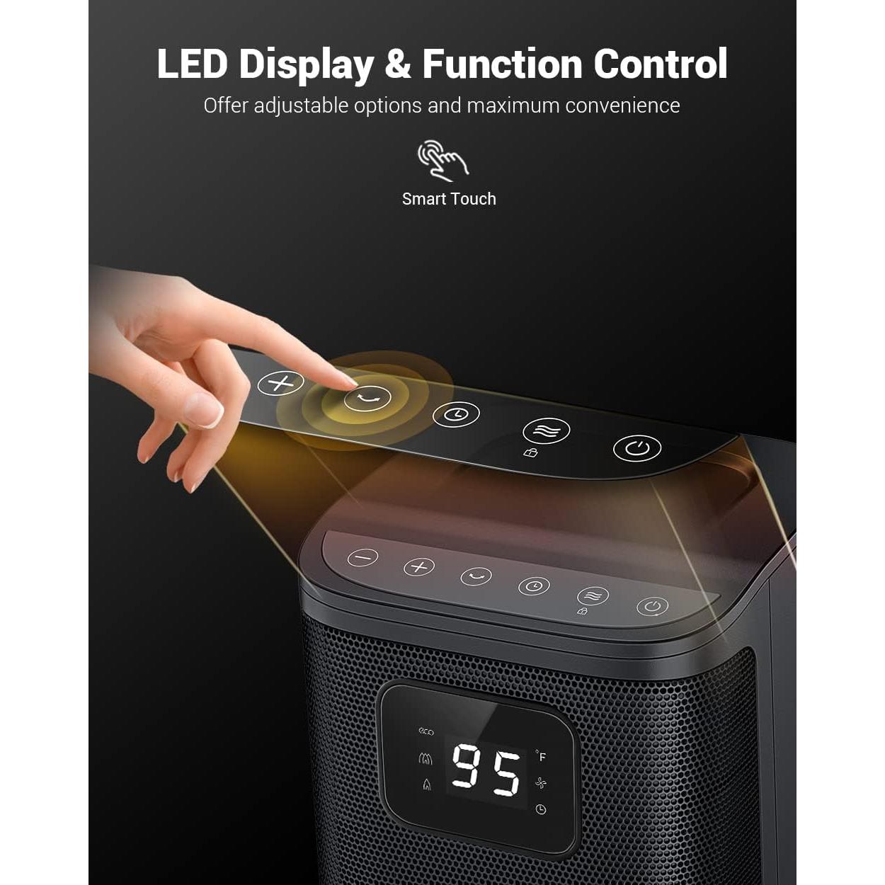 Calefactor Eléctrico KopBeau HC-01R Oscilante 1500W Negro