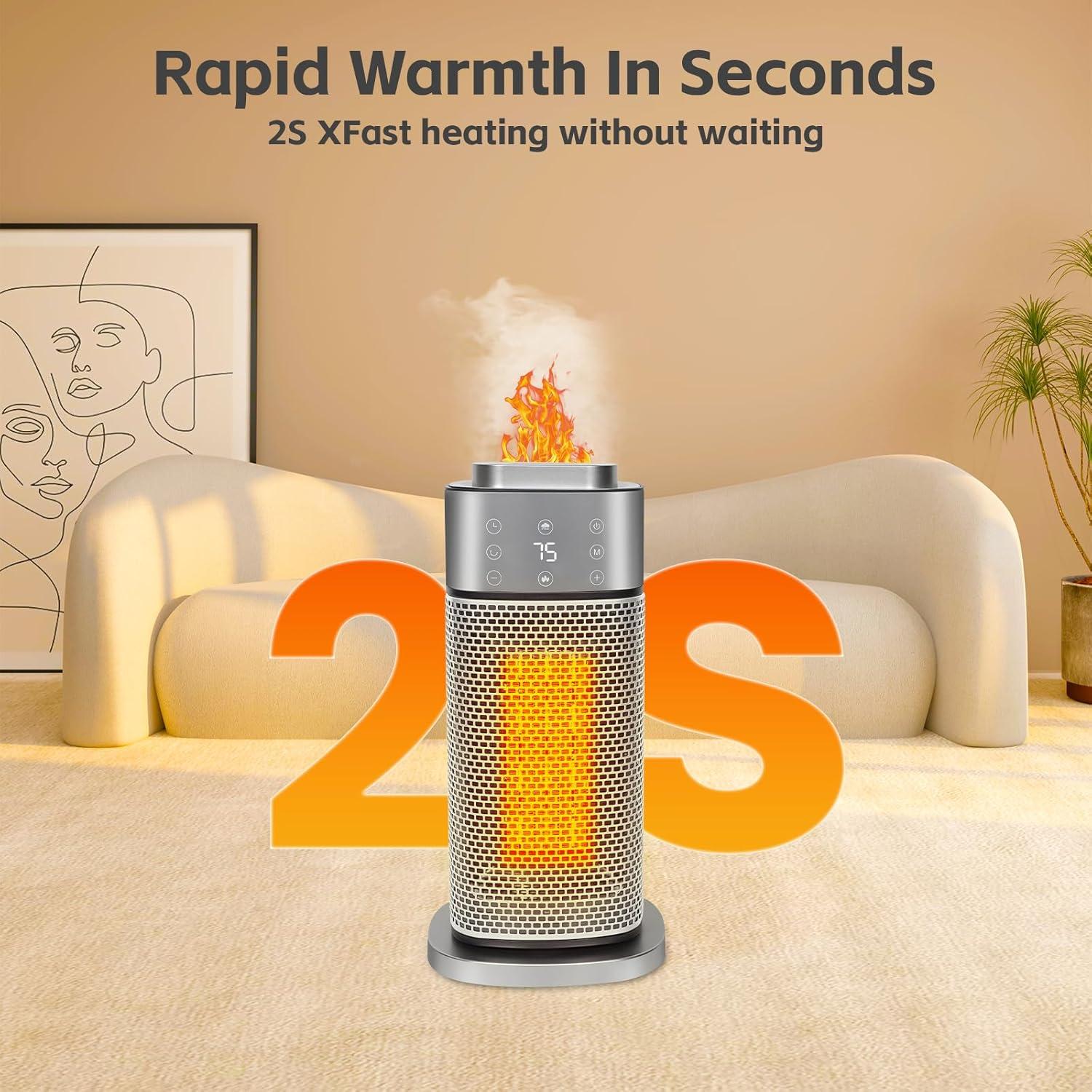 Calentador Eléctrico Wobuzhi 1500W con Termostato y Humidificador