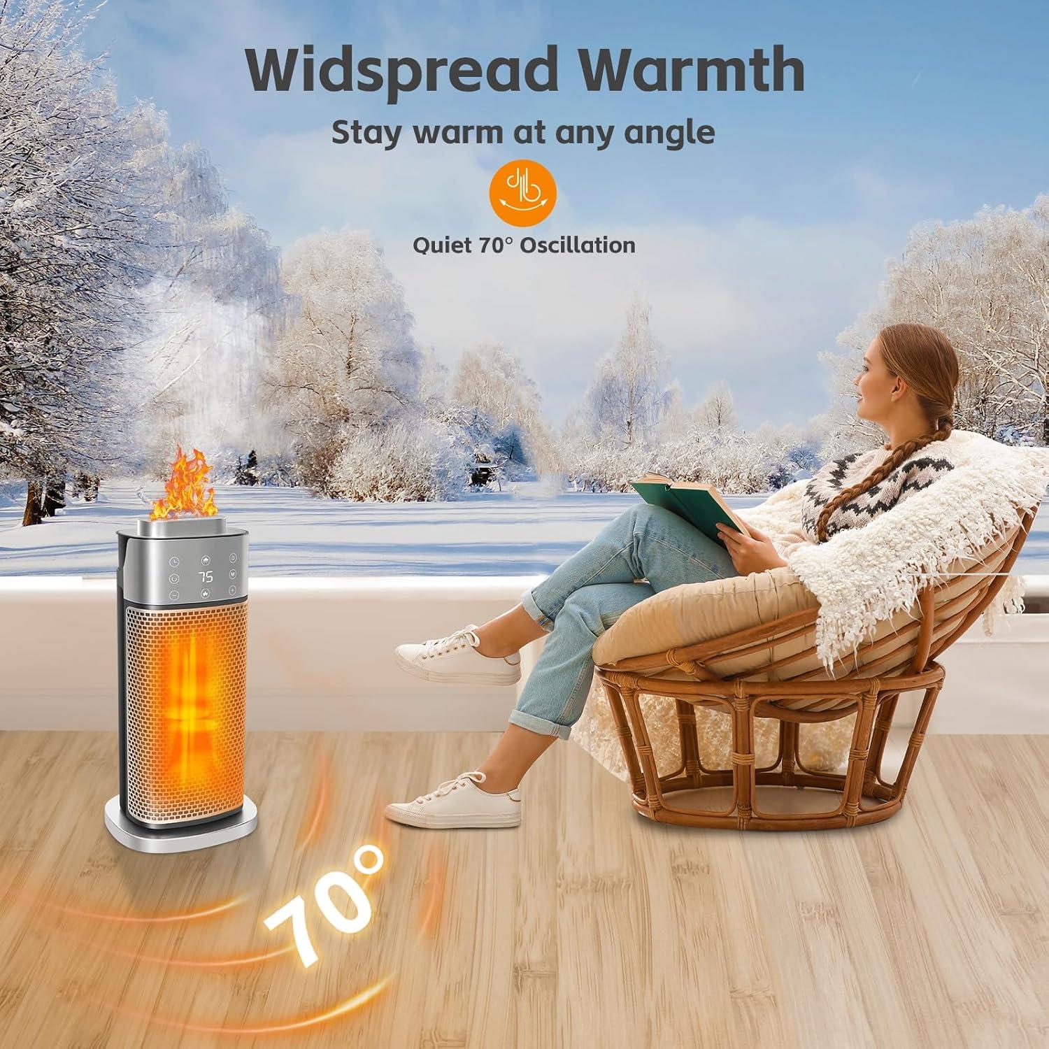 Calentador Eléctrico Wobuzhi 1500W con Termostato y Humidificador