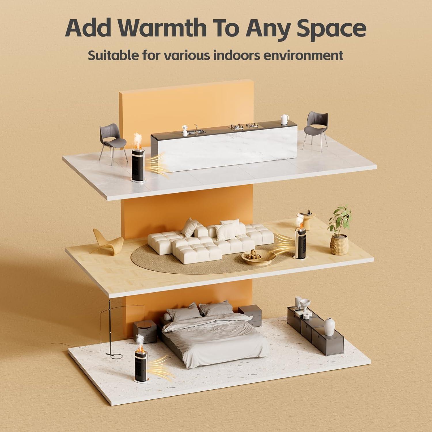 Calentador Eléctrico Wobuzhi 1500W con Termostato y Humidificador