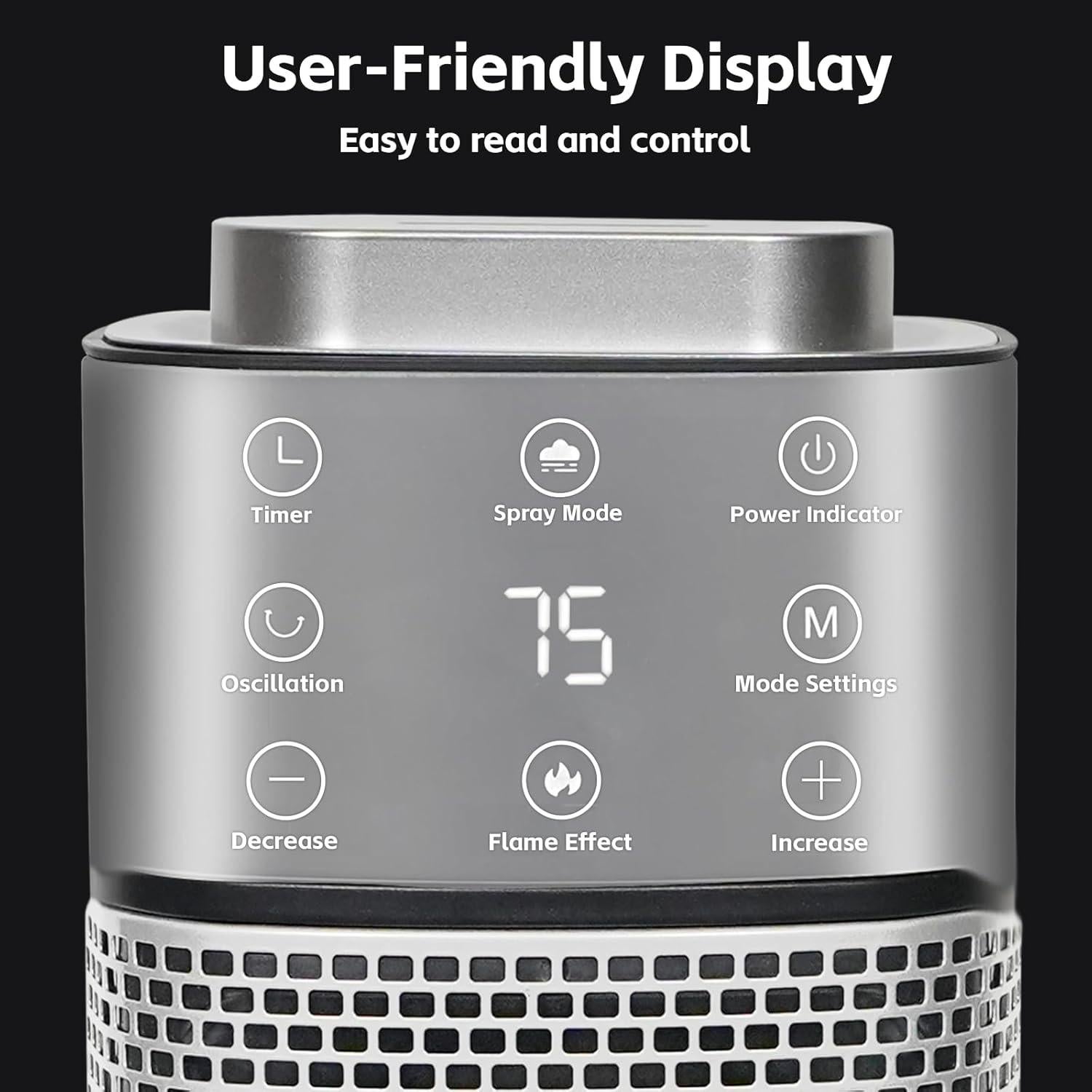 Calentador Eléctrico Wobuzhi 1500W con Termostato y Humidificador