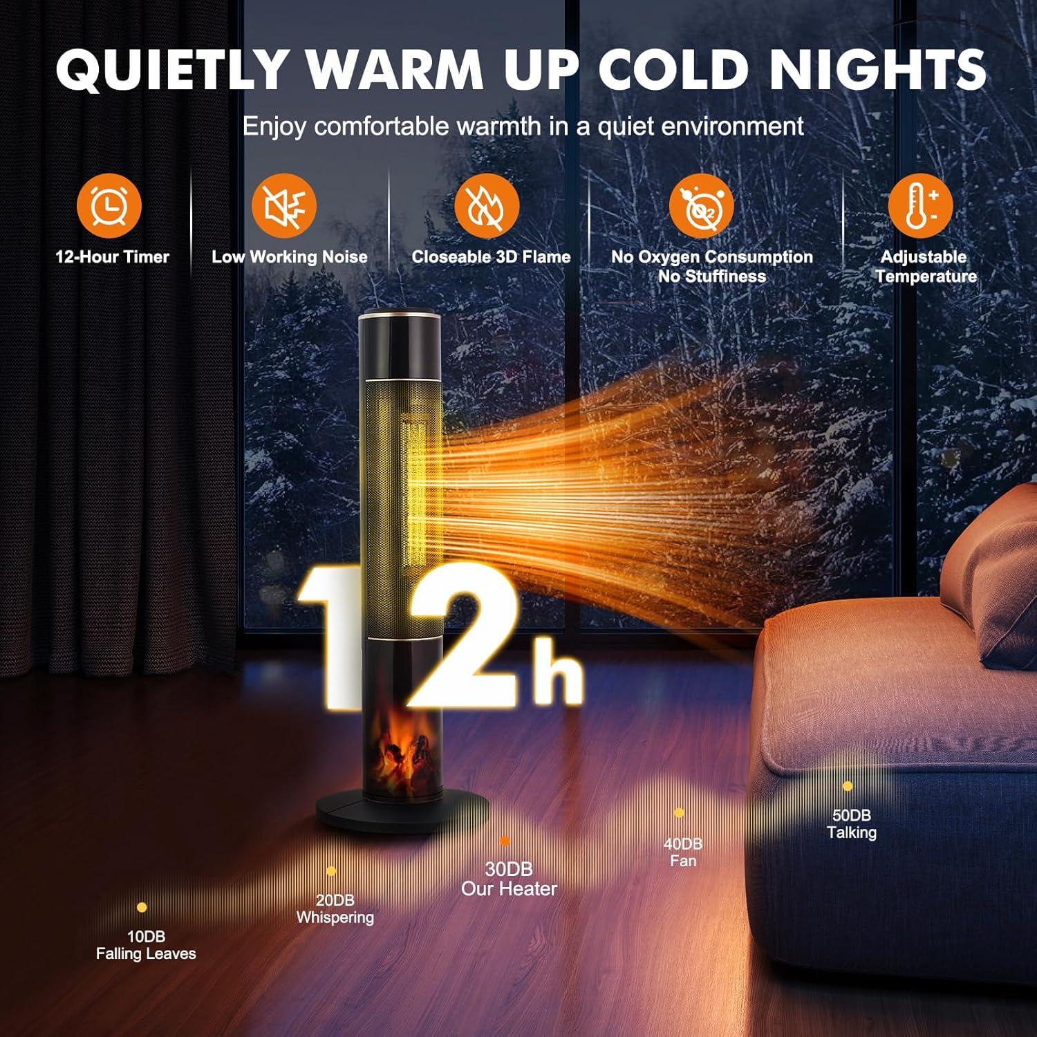 Calentador de Espacio Eléctrico PioneerWorks 33.8" 1500W con Control Remoto