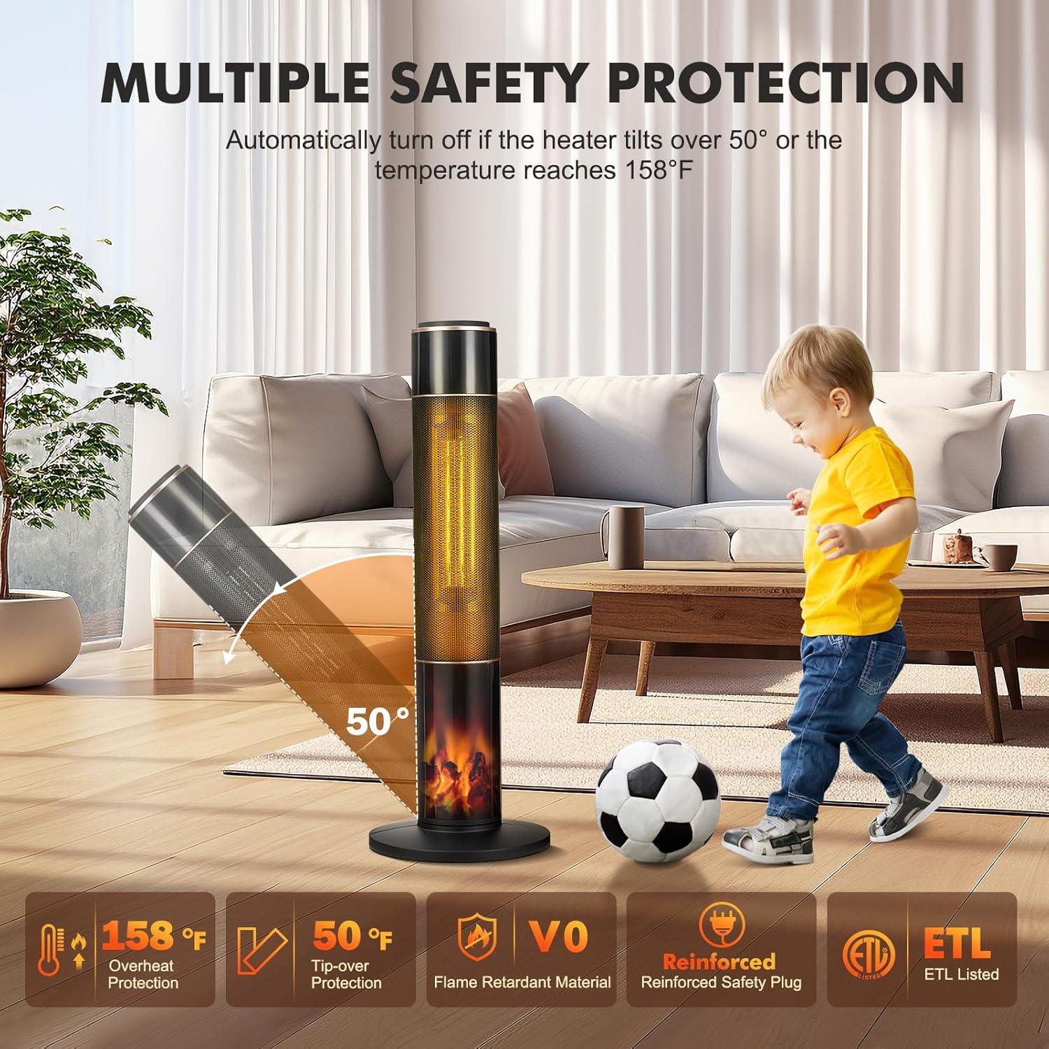 Calentador de Espacio Eléctrico PioneerWorks 33.8" 1500W con Control Remoto