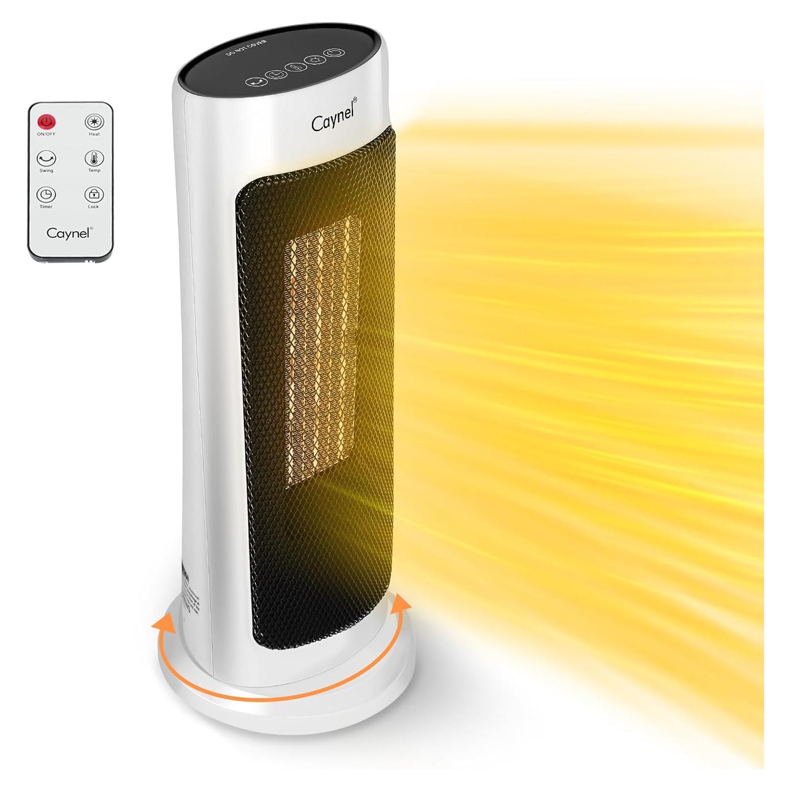 Calentador de Torre Cerámico CAYNEL 1500W Oscilante con Termostato