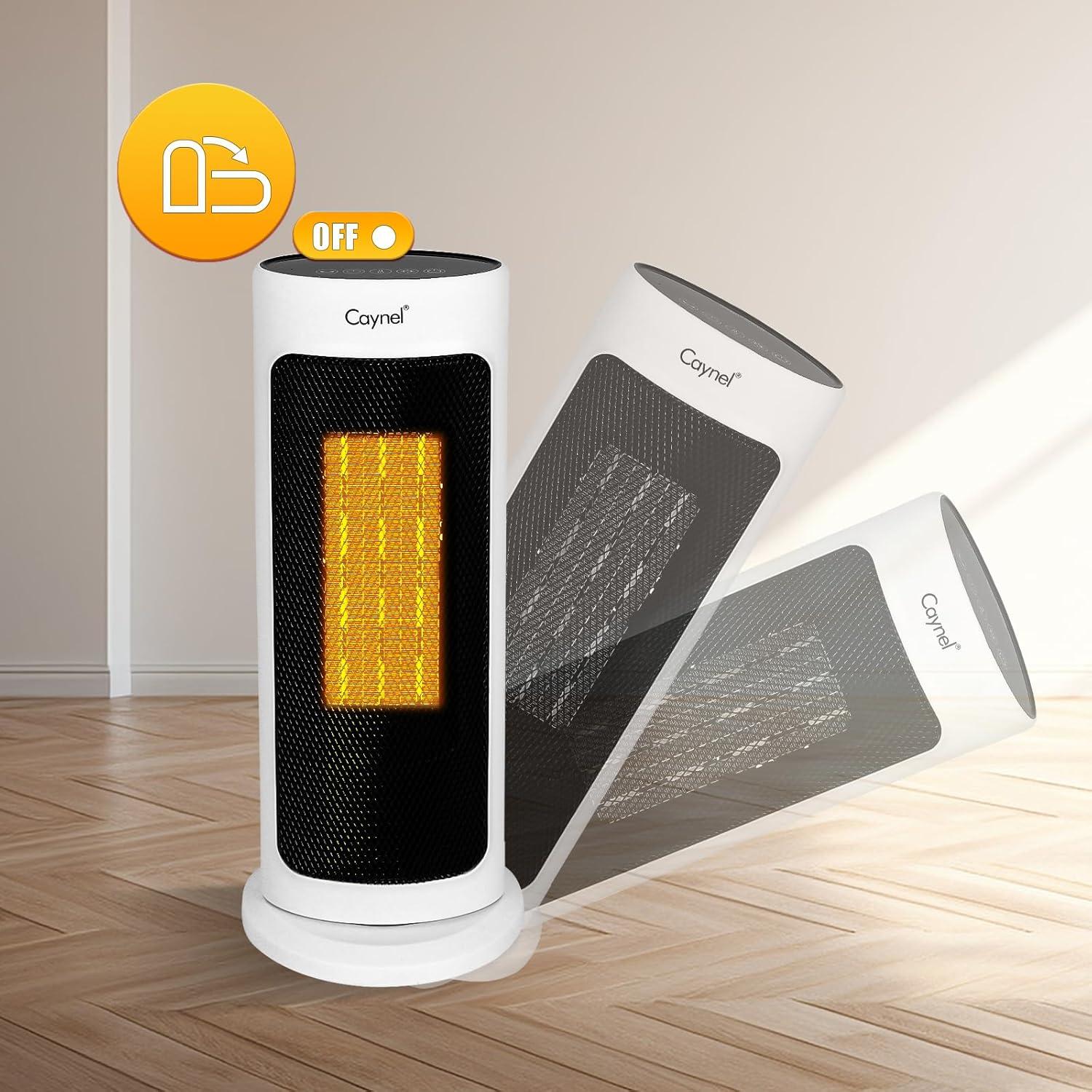 Calentador de Torre Cerámico CAYNEL 1500W Oscilante con Termostato